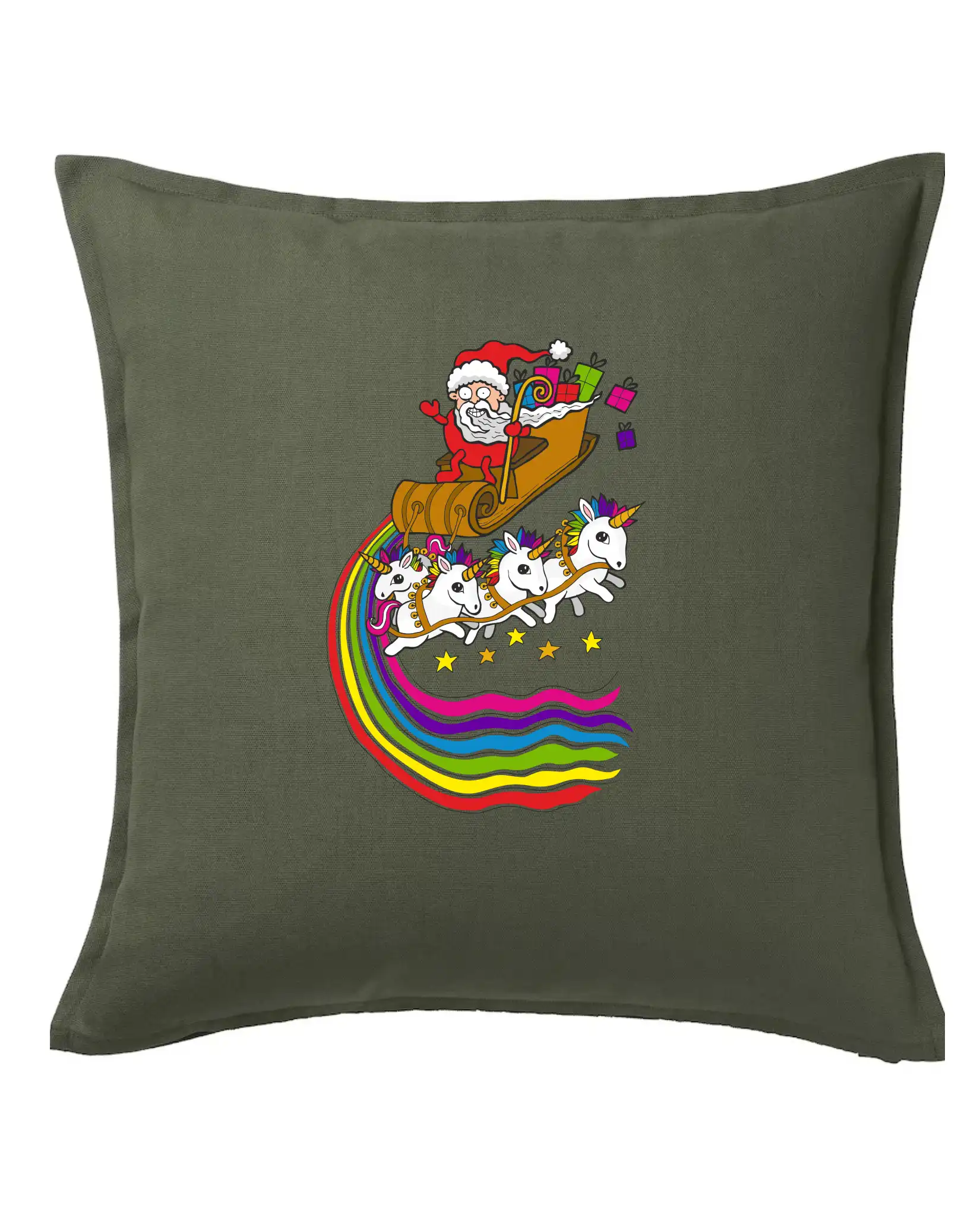 Tričká s jednorožcom - Santa a jednorožce (Pecka design) - Vankúš 50x50
