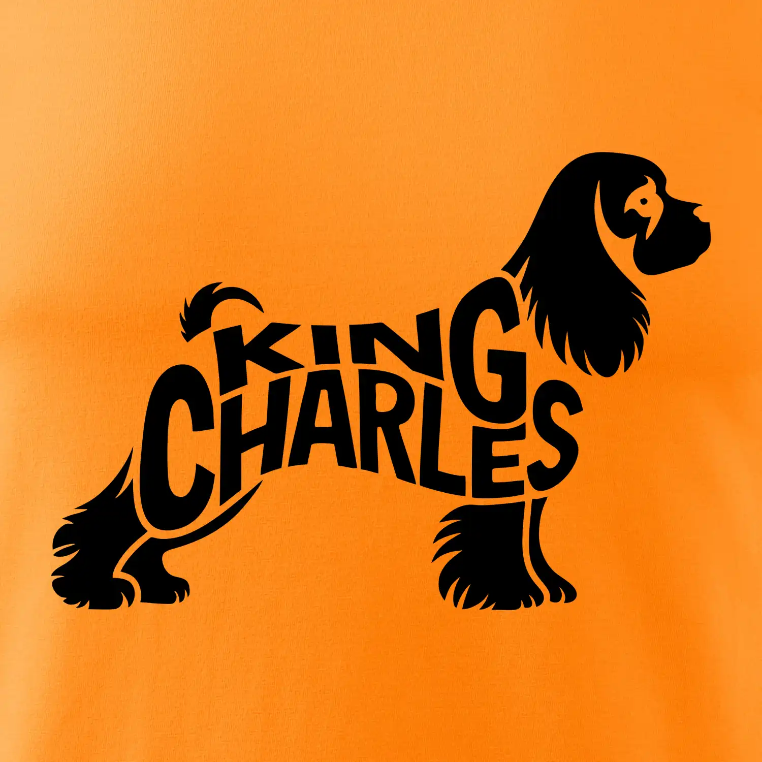 Kavalír king Charles španěl nápis v těle