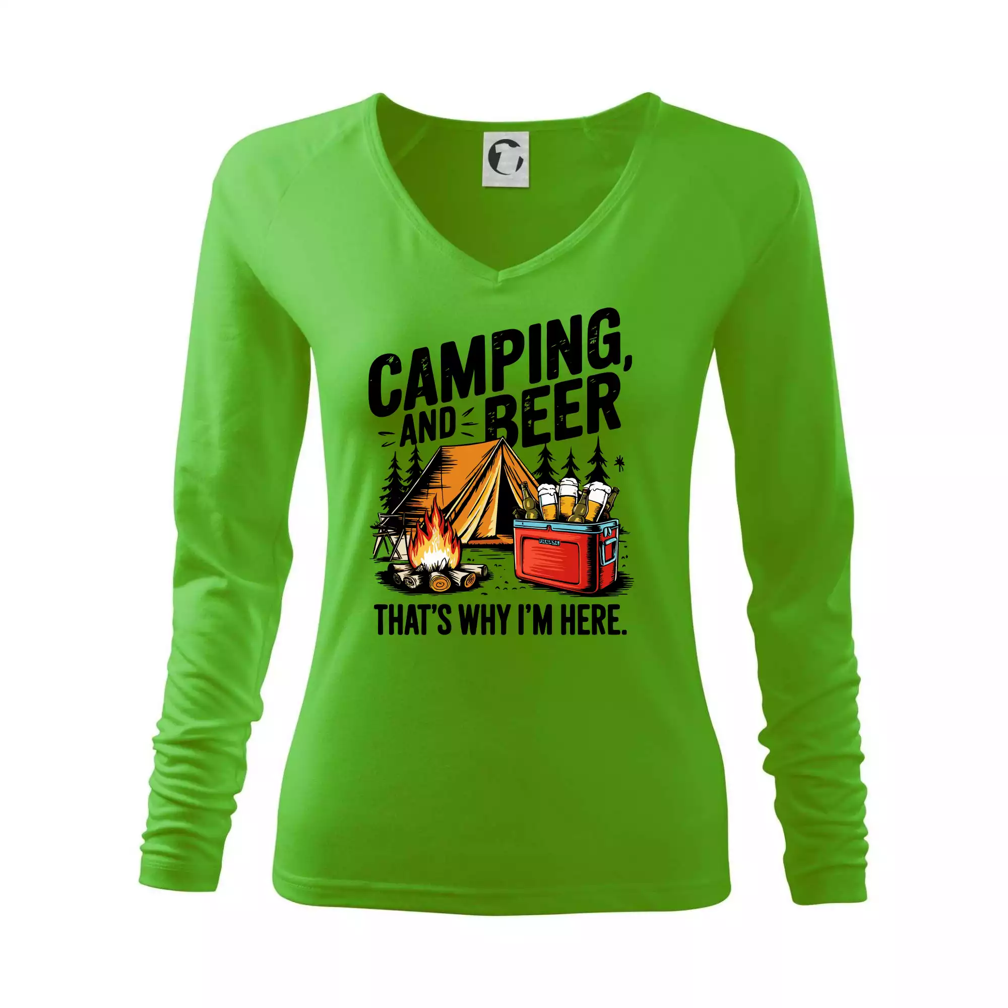 Černý nápis nápis Camping and beer