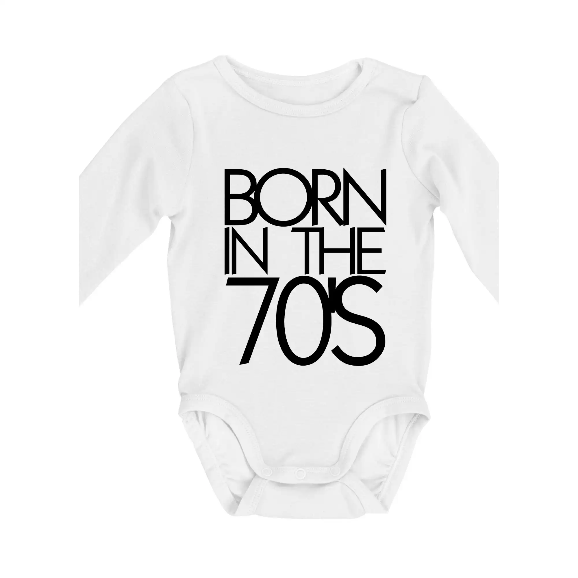 Tričká k narodeninám - Born In The 70's - Body dojčenské s dlhým rukávom