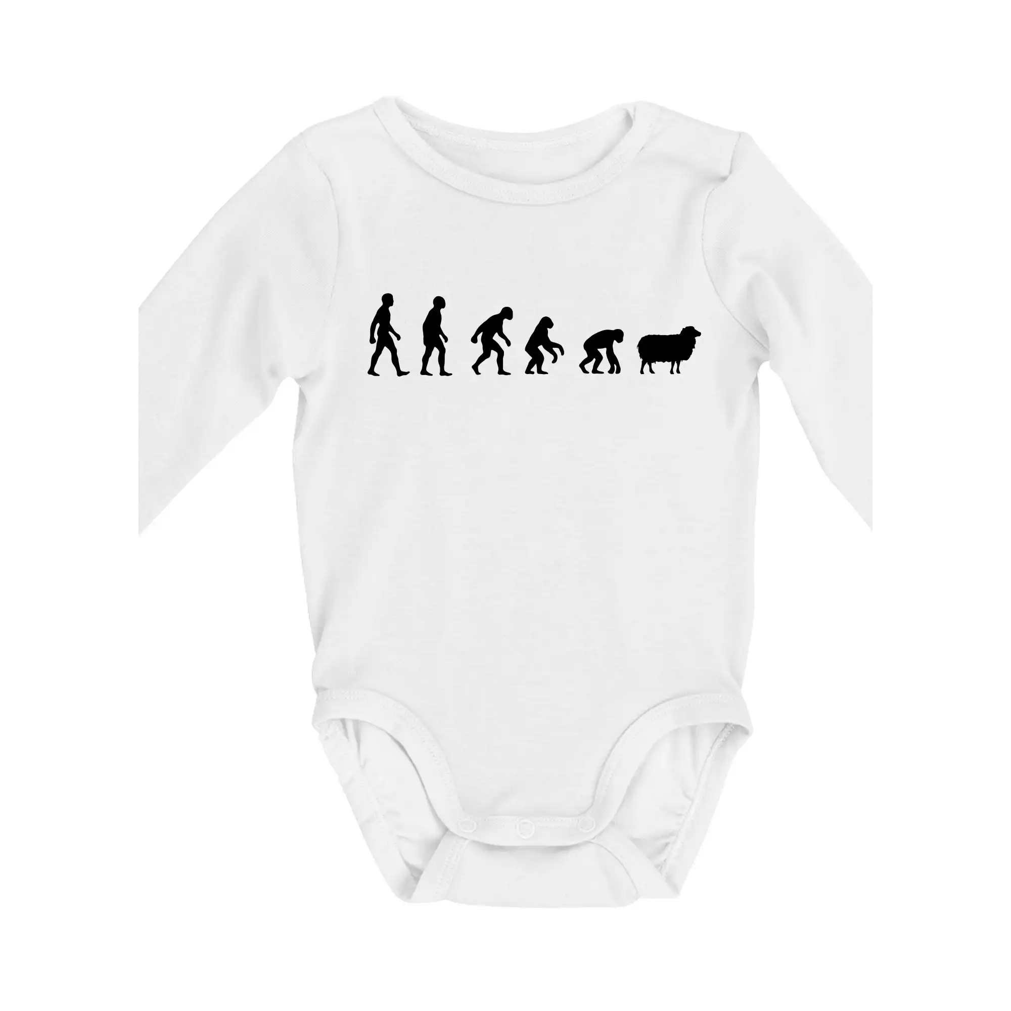 Tričká s potlačou evolúcia - Evolúcia ovce - Body dojčenské s dlhým rukávom