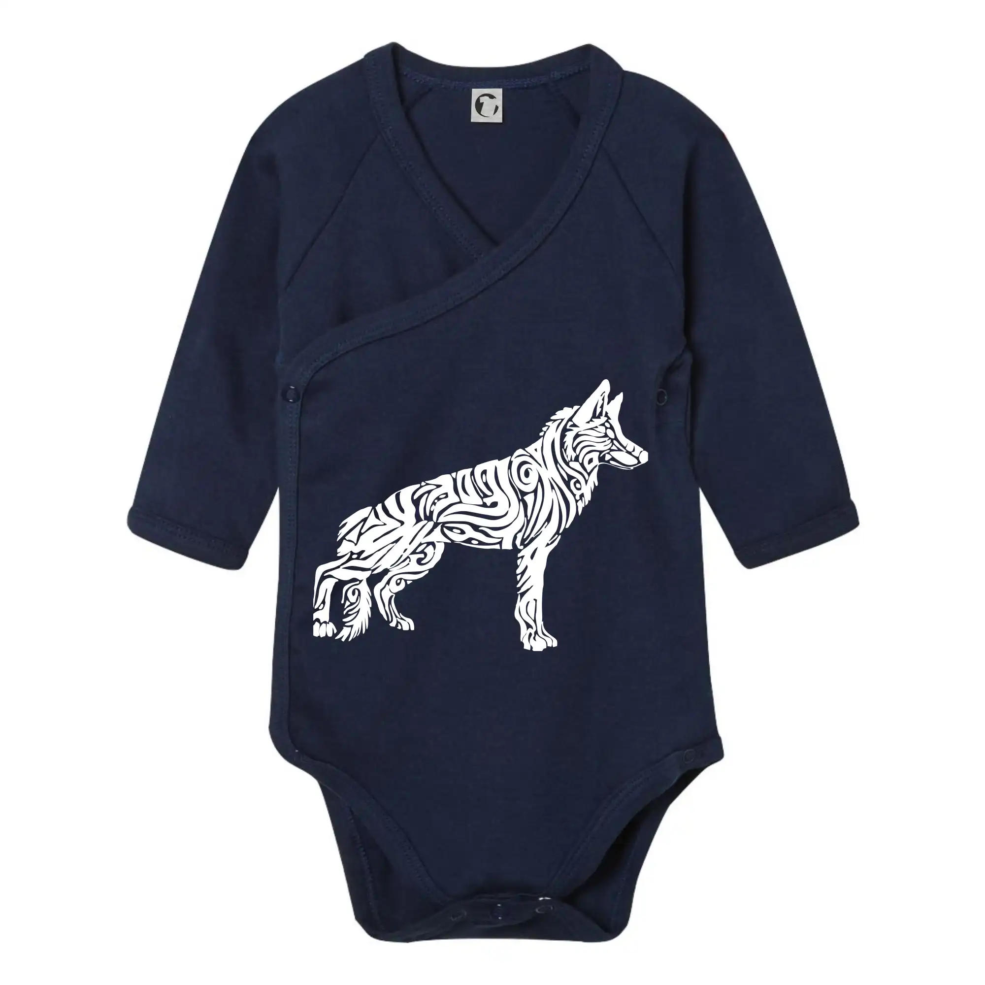 Nemecký ovčiak - Nemecký ovčiak - tattoo - Body zavinovacie s dlhým rukávom