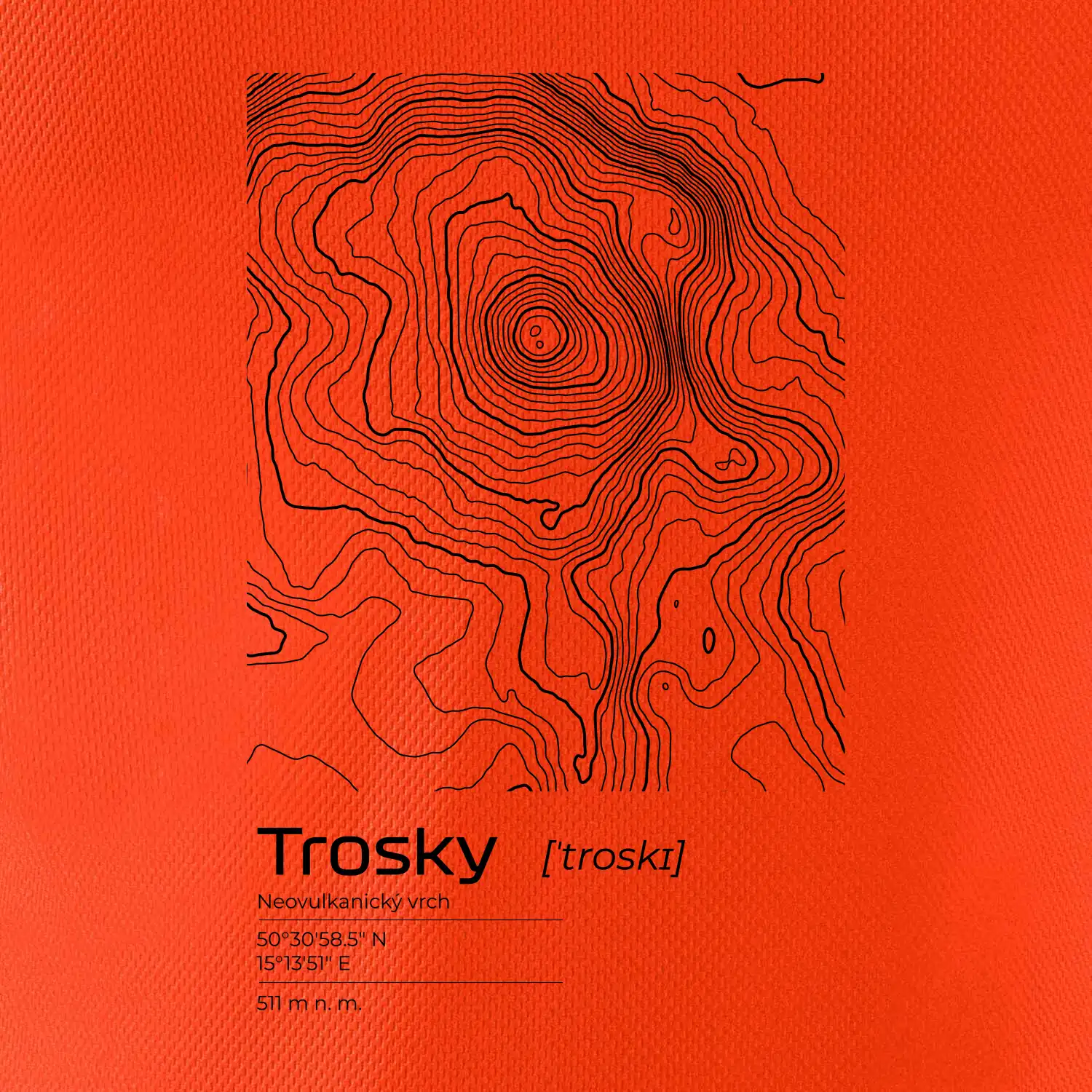 Trosky - vrstevnice v obdélníku