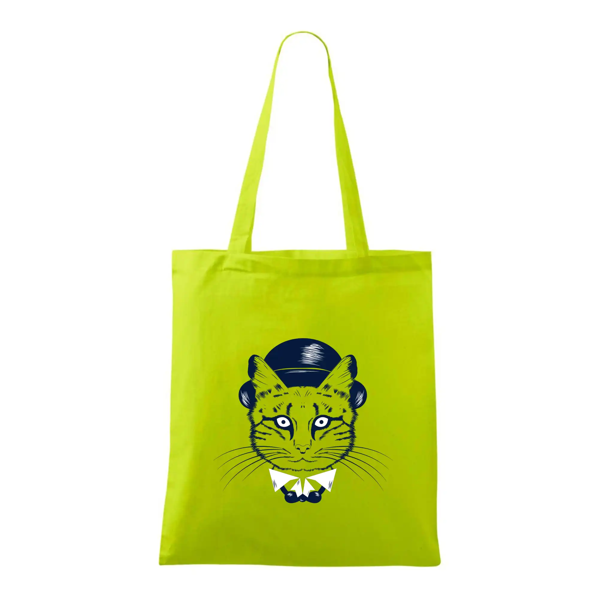 Vtipná tričká s mačkou - Mačka hipster s klobúkom - Taška bavlnená