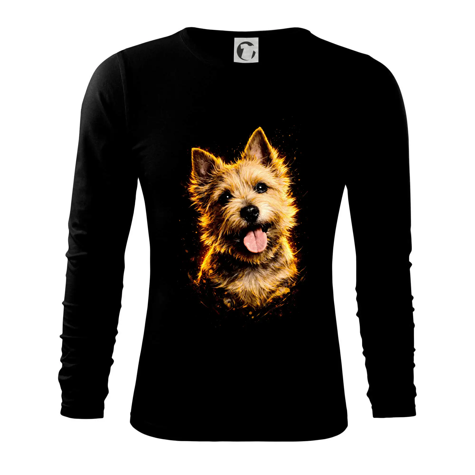 Ostatné psie plemená - Obrázok poltón cairn teriér vypláznutý jazyk - Tričko s dlhým rukávom FIT-T long sleeve