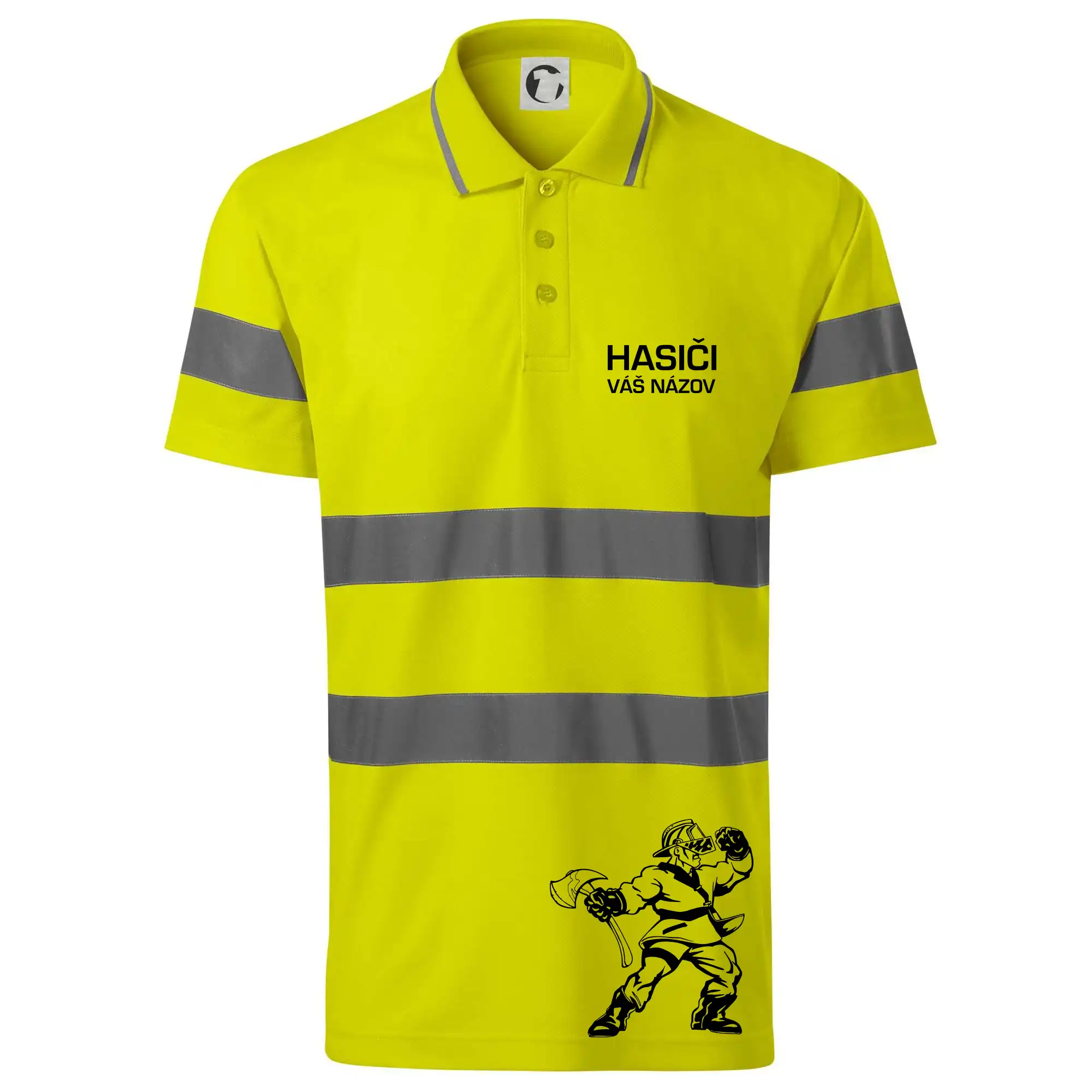 Originálne tričká pre hasičov - Hasič postava - vlastný názov - HV Runway 2V9 - Reflexné polokošeľa