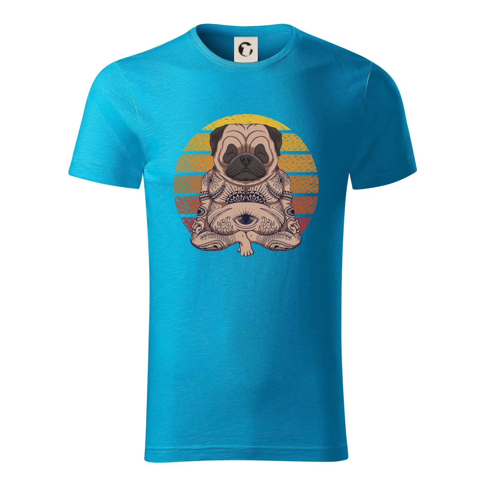 Tričká na jógu - Yoga meditace - pug - Tričko z organickej bavlny