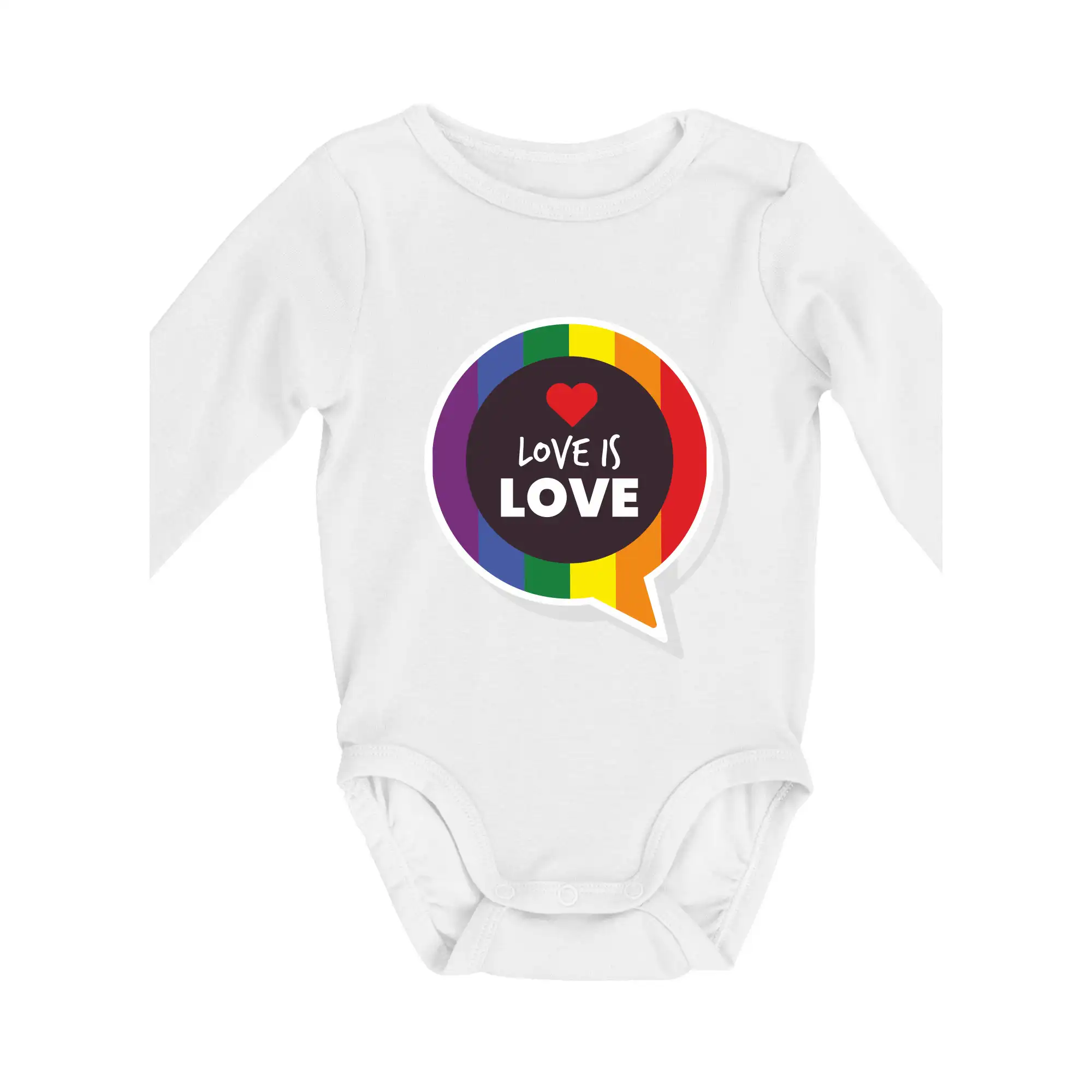 Tričká pre LGBT a Queer komunitu - Love is love bublina - Body dojčenské s dlhým rukávom