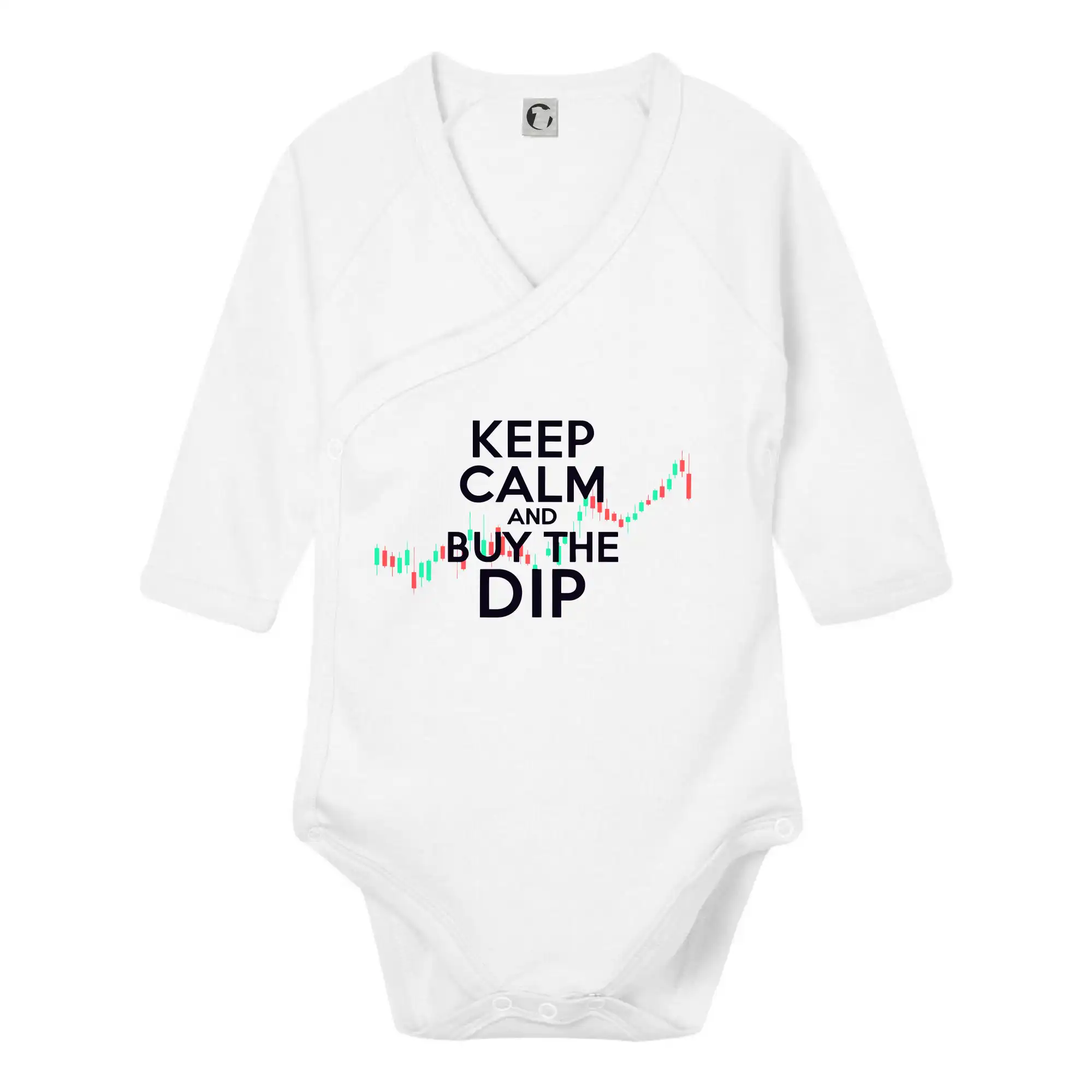 Zelenočervený graf Keep Calm and Buy the Dip - Body zavinovacie s dlhým rukávom