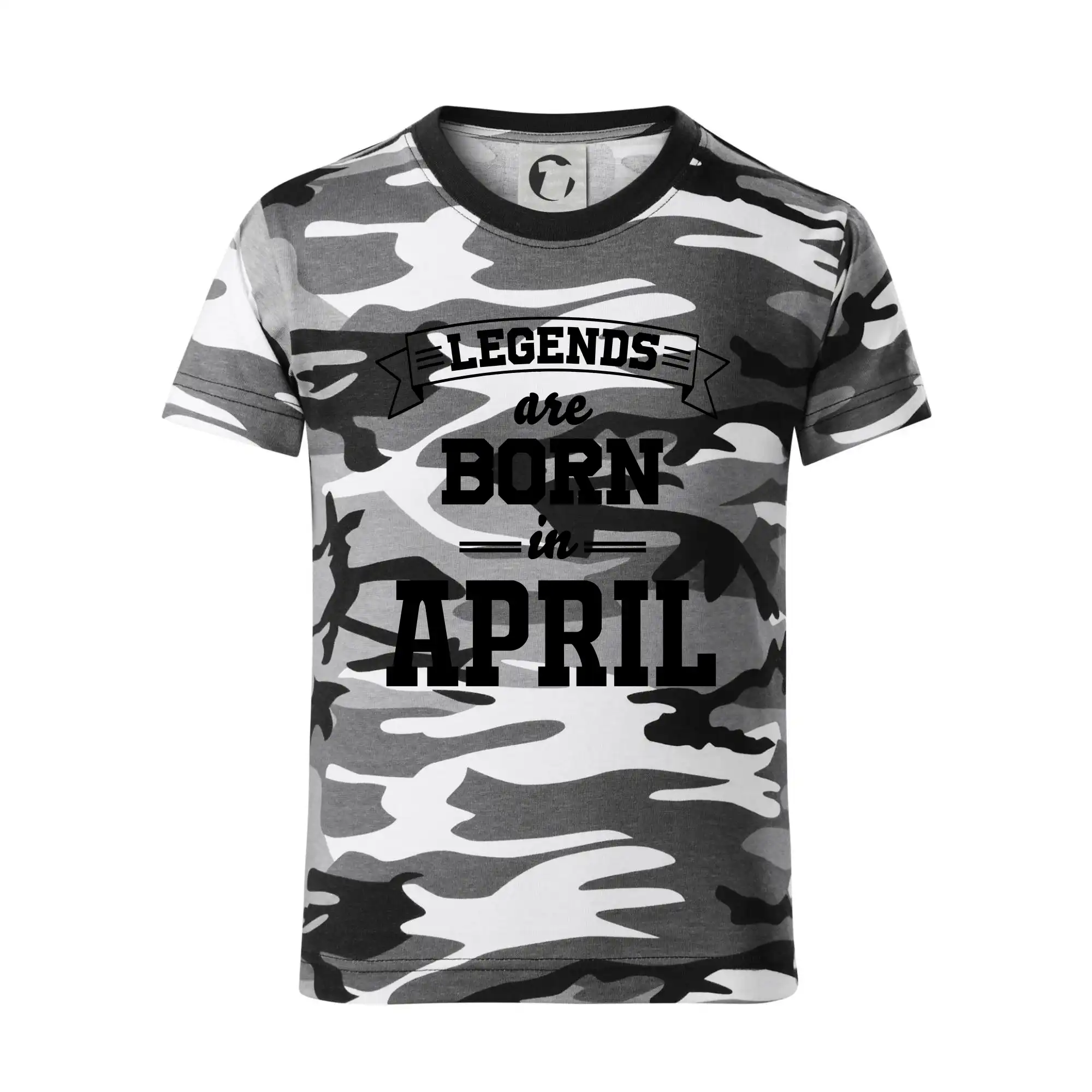Tričká pre narodených v apríli - Legends are born in April - Detské maskáčové tričko