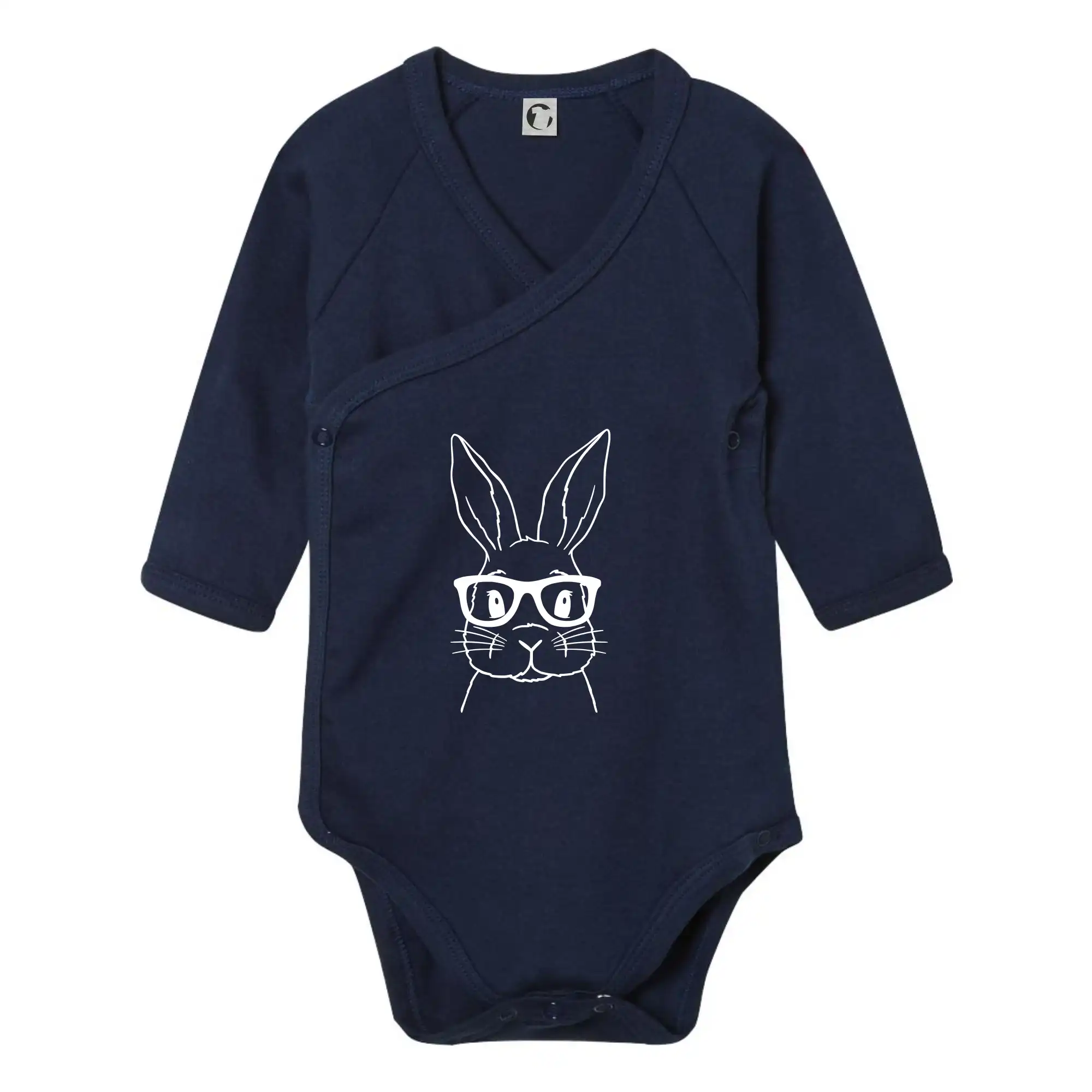 Veľkonočné tričká - Králik s okuliarmi - Body zavinovacie s dlhým rukávom