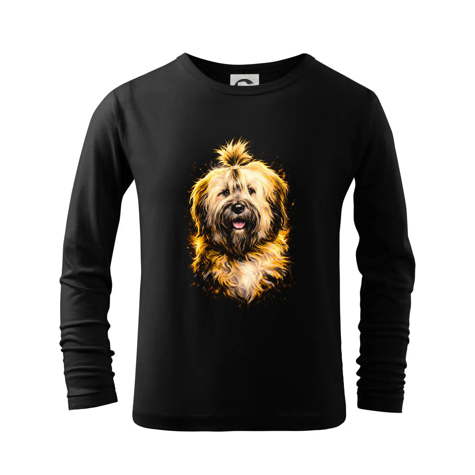 Ostatné psie plemená - Obrázok poltón tibetský teriér beží - Tričko detské Long Sleeve