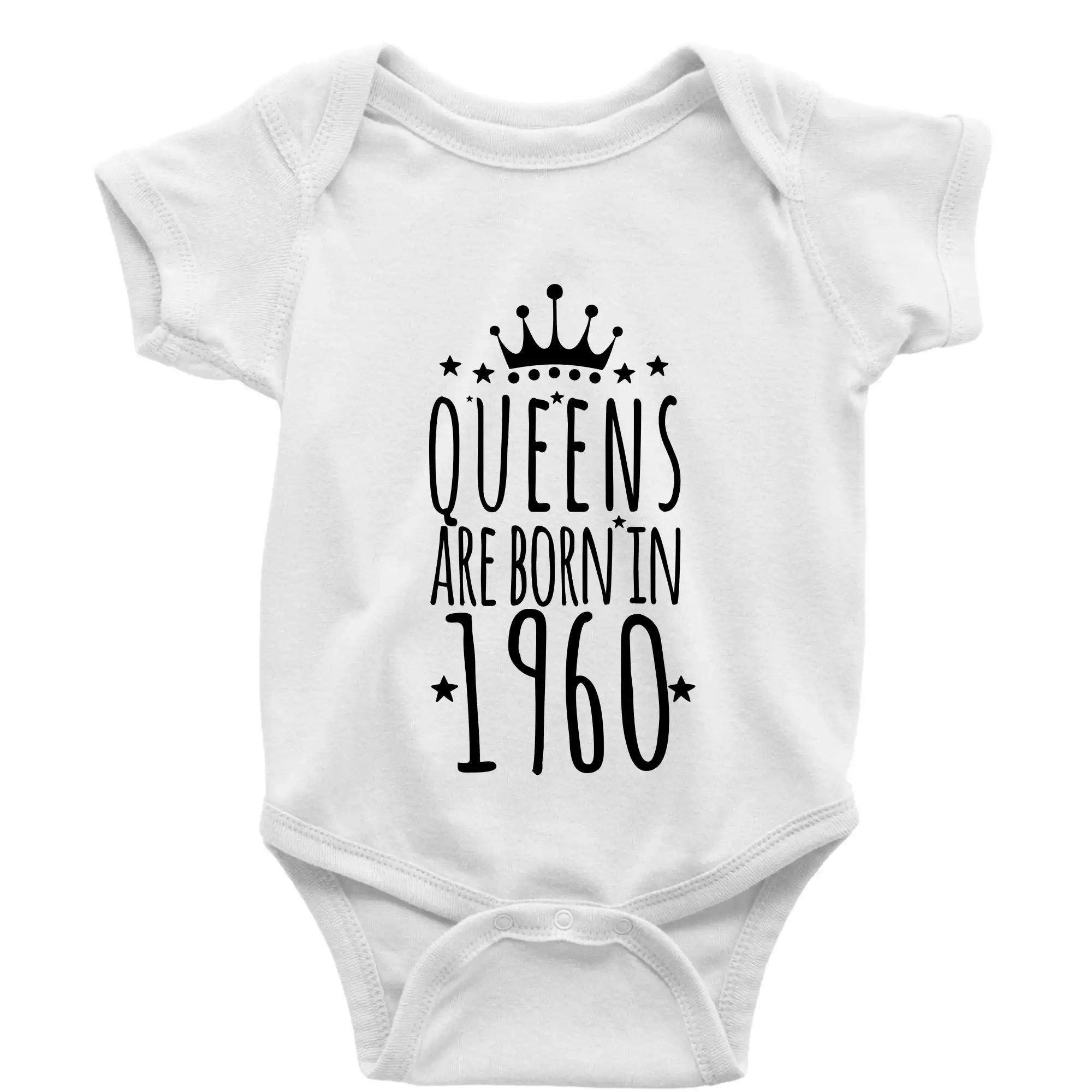 Trička s ročníkom 1960 - Queens are born in 1960 - Body dojčenské s krátkym rukávom