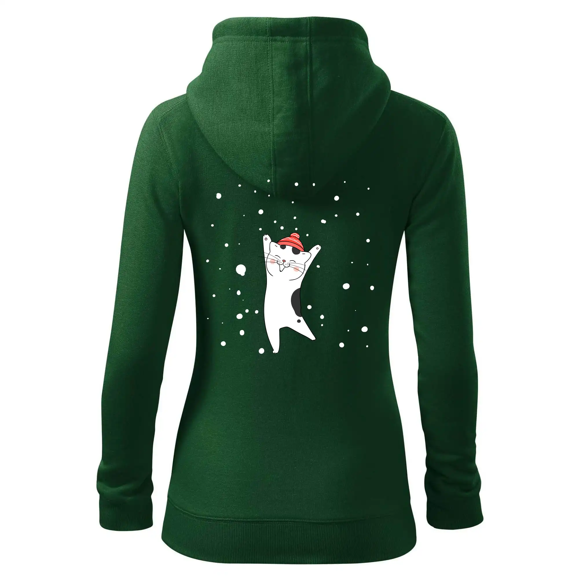 Veselá kočka v zimní čepici