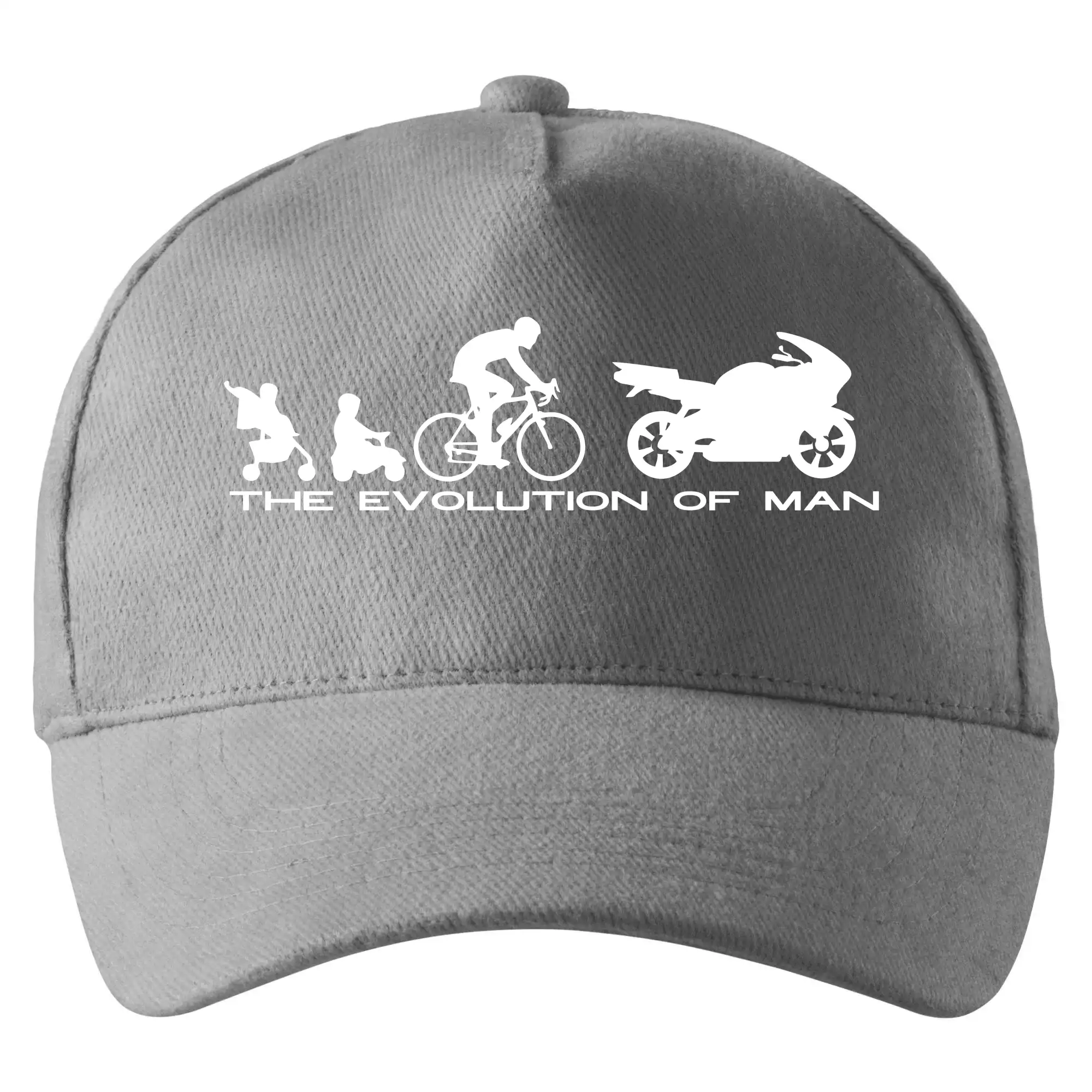 Tričko s cestnou motorkou - Evolution of man (supersport) - Šiltovka so zahnutým šiltom a mosaznou sponou