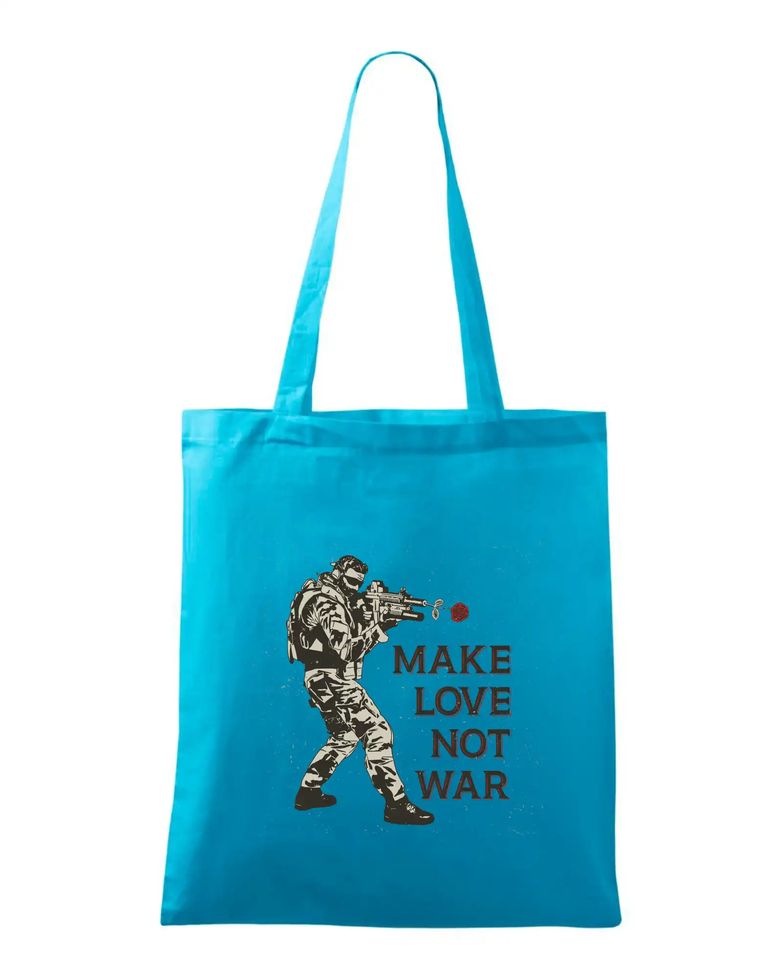 Tričká s vlajkou ukrajiny - Ruže v zbrani, make love not war - Taška bavlnená