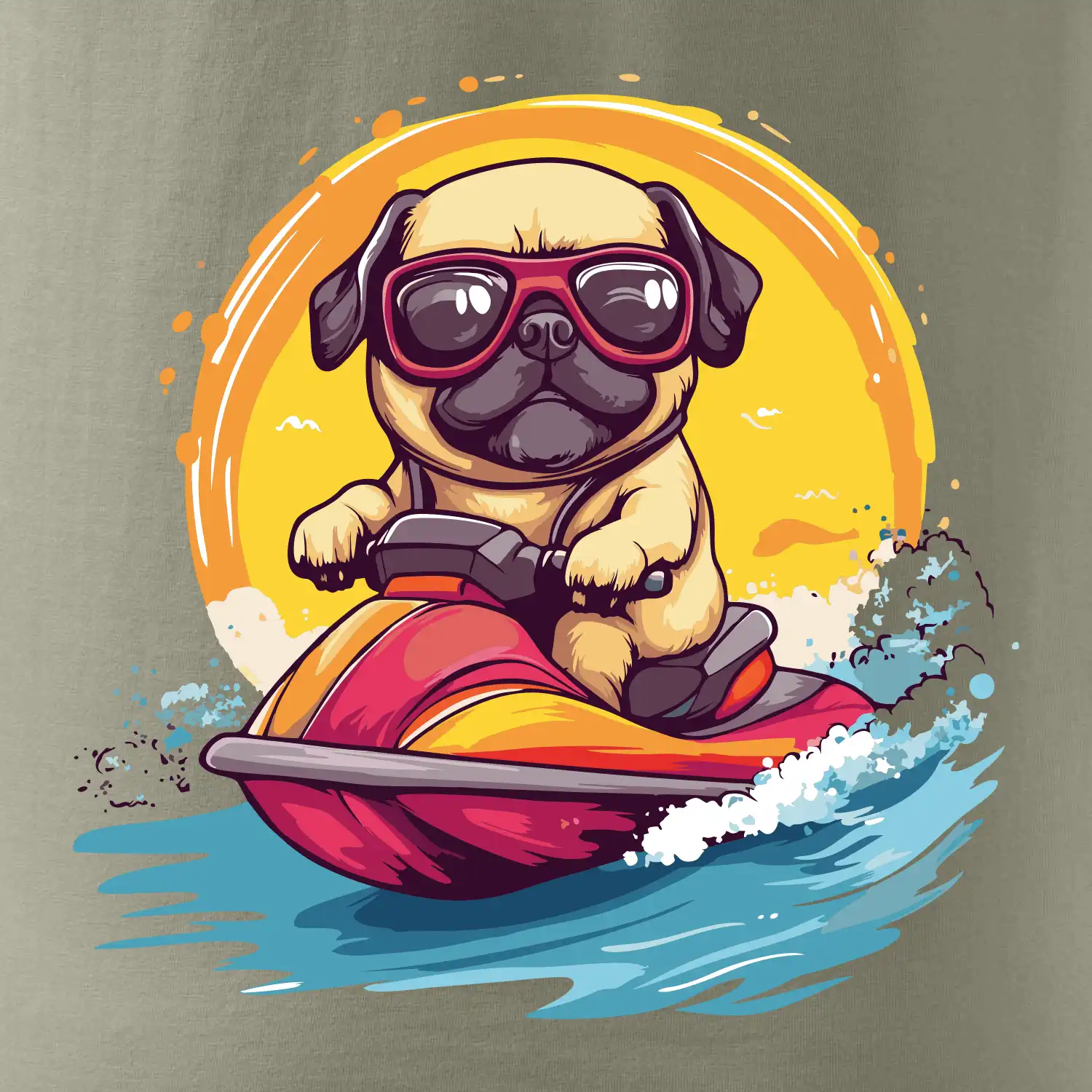 Mops na vodním skútru