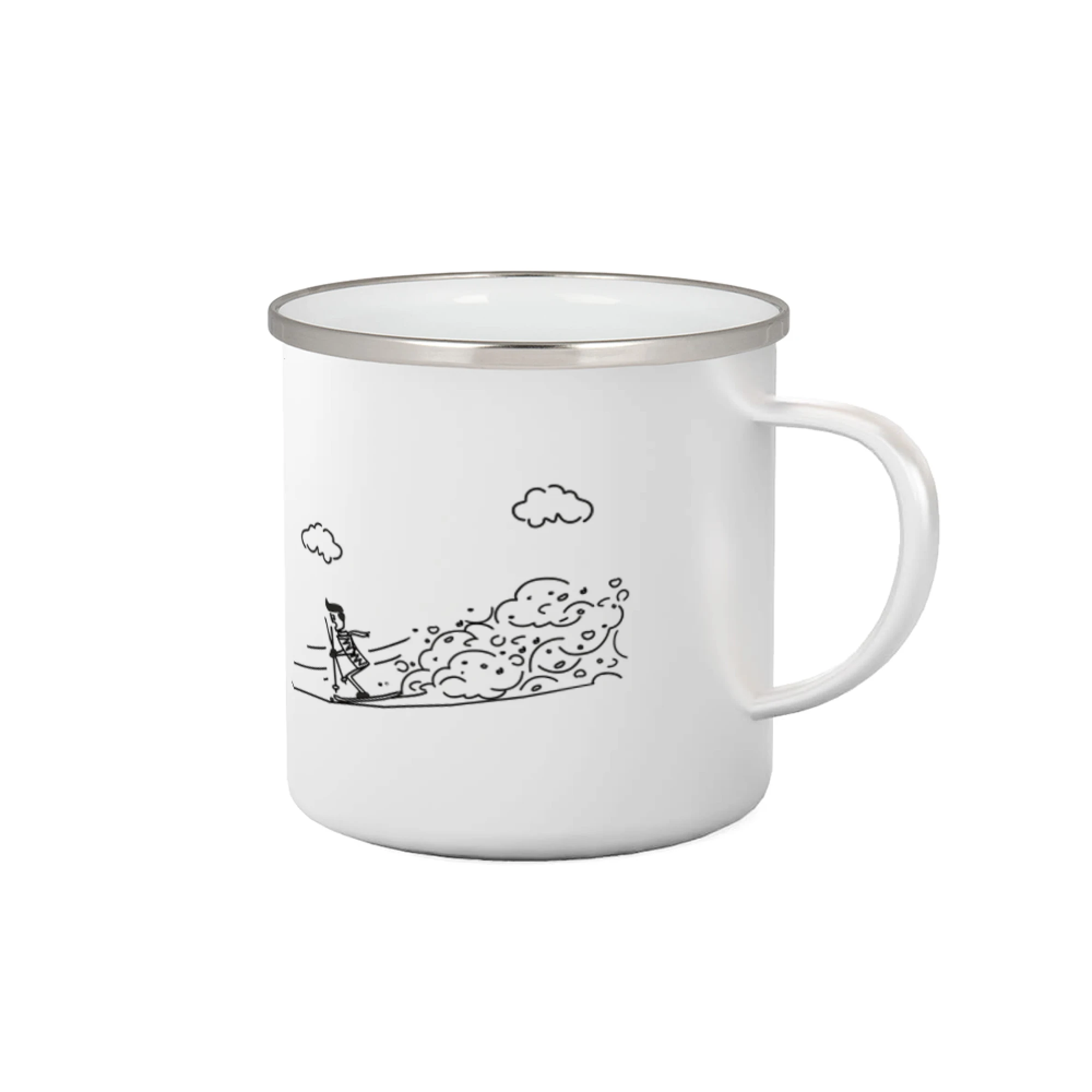 Kreslený lyžař na horách