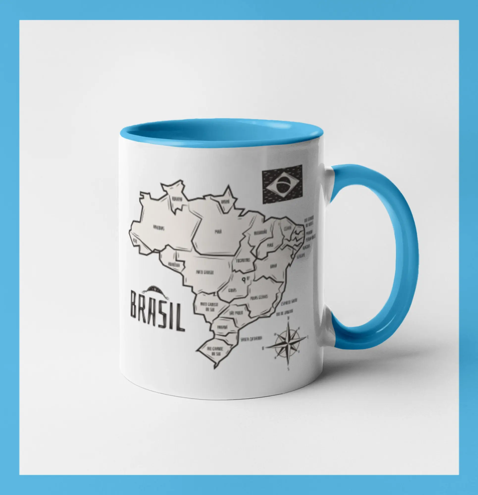 Ostatné mestá / miesta - Brazília mapa s názvami regiónov - Hrnček 