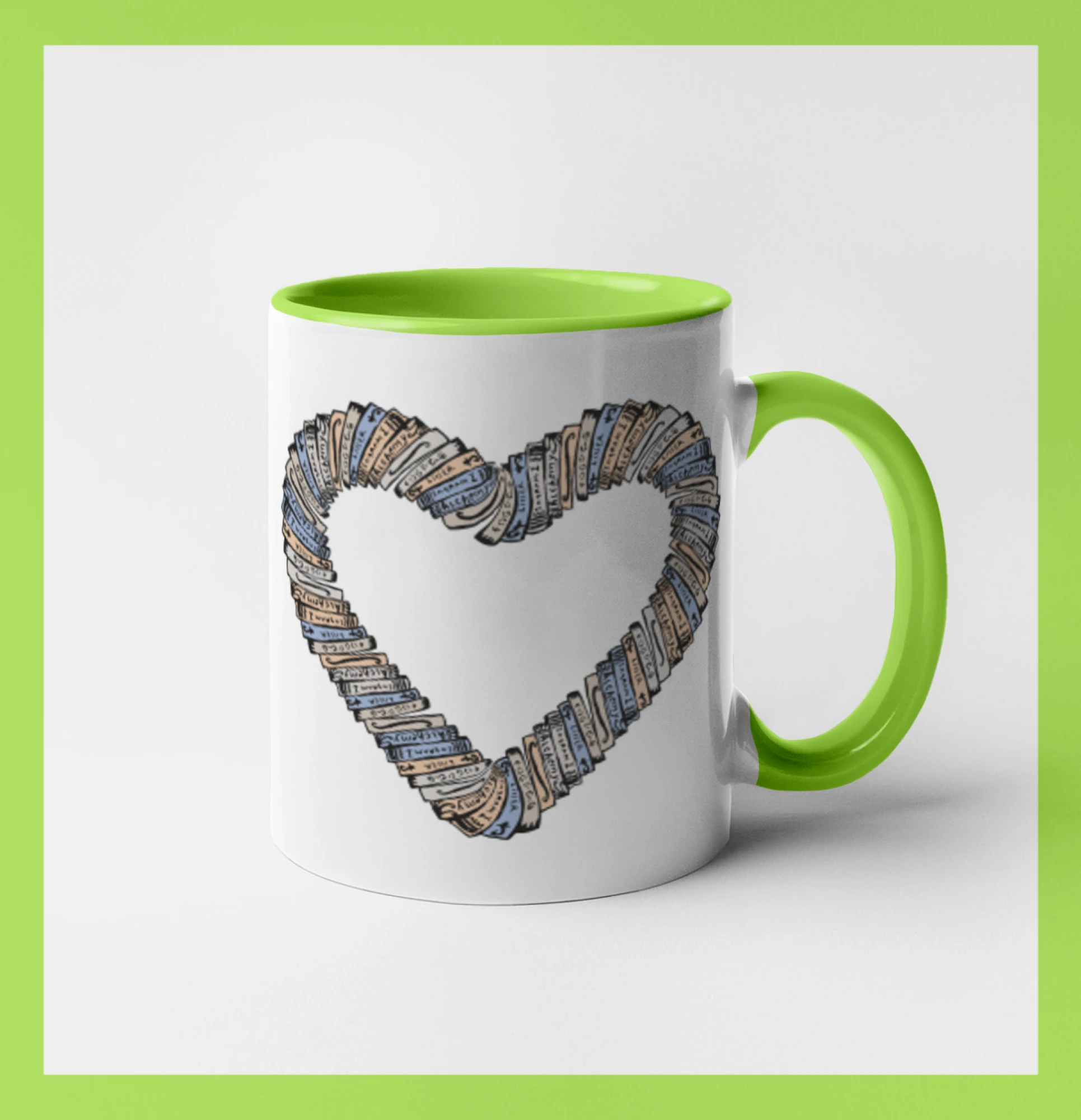 Tričká s motívom kníh pre milovníkov čítania a vône papiera - Srdce z kníh - Hrnček 