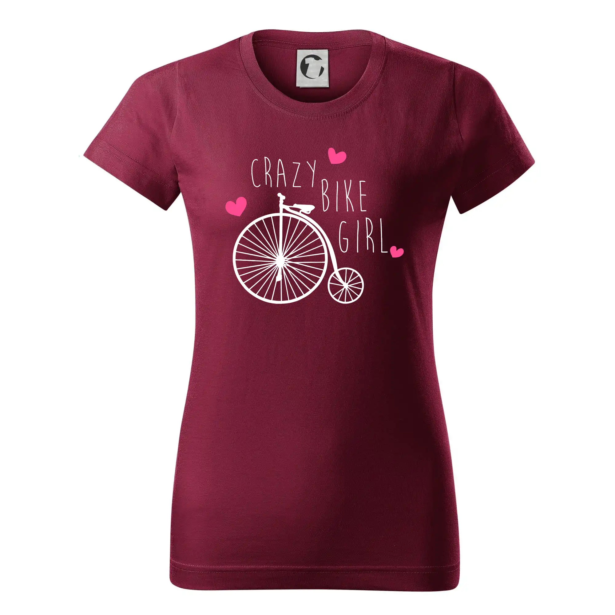 Tričko ako darček pre cyklistu - Crazy bike girl - Dámske tričko basic - ľahko voľnejšie a dlhšie