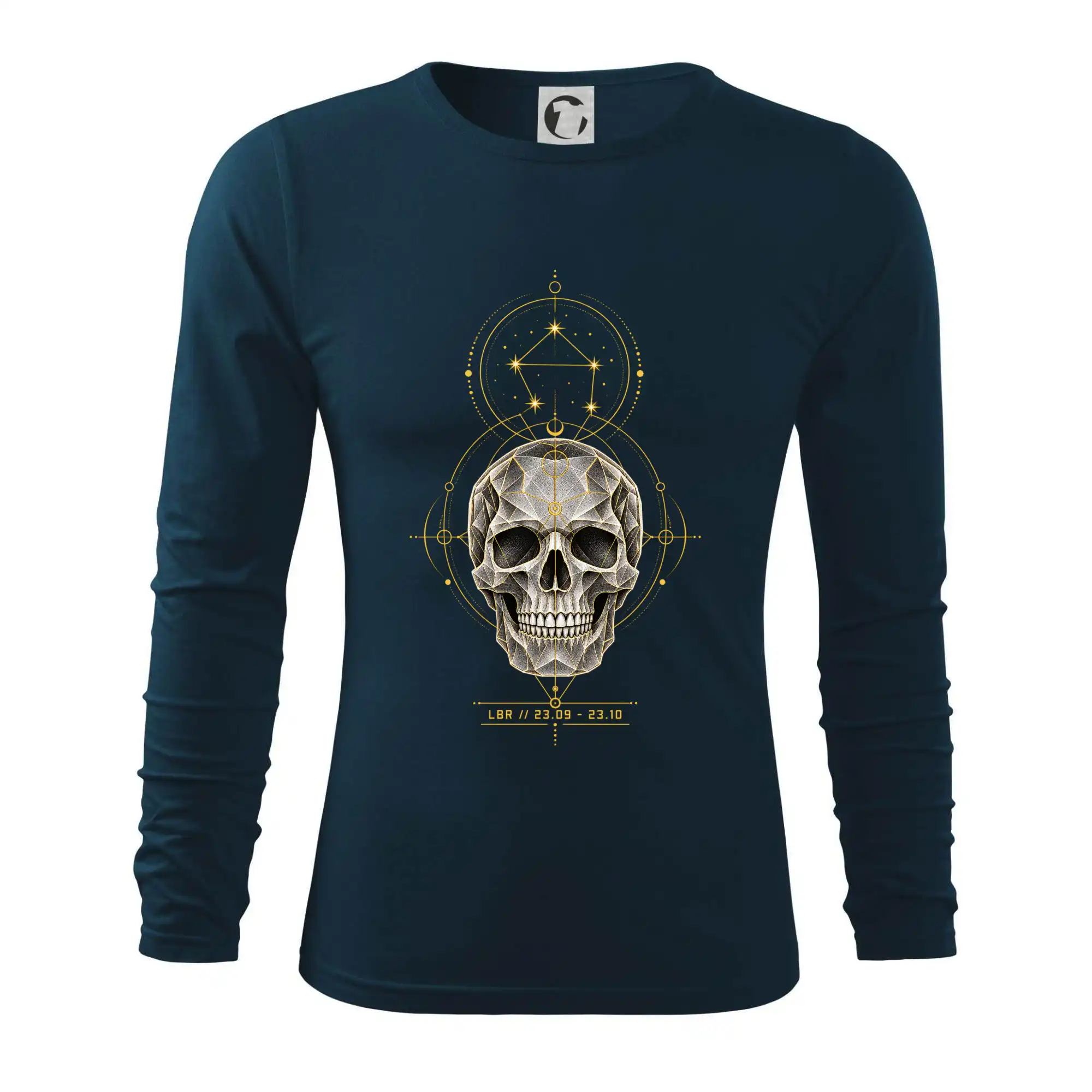 Tričká váhy - Váhy Astrologická geometrická lebka - Tričko s dlhým rukávom FIT-T long sleeve