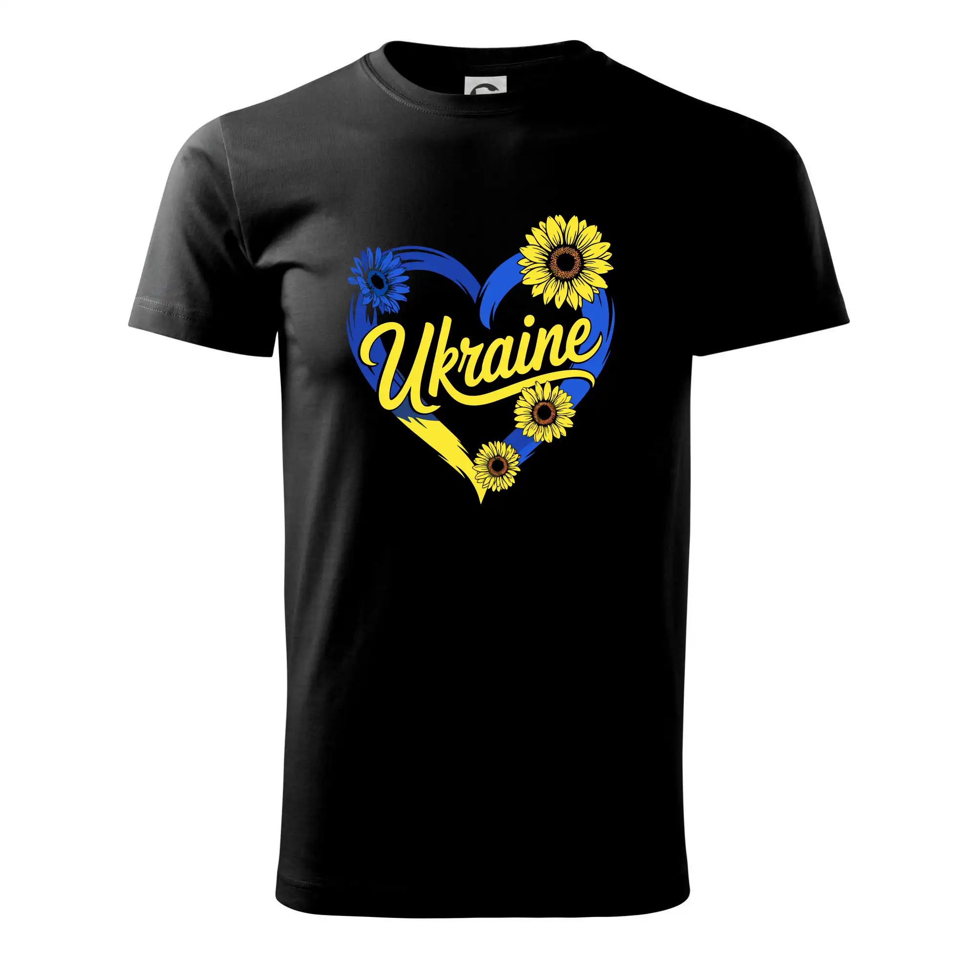 Tričká s vlajkou ukrajiny - Ukraine - srdce so slnečnicami - Tričko extra veľké  (5-8XL)