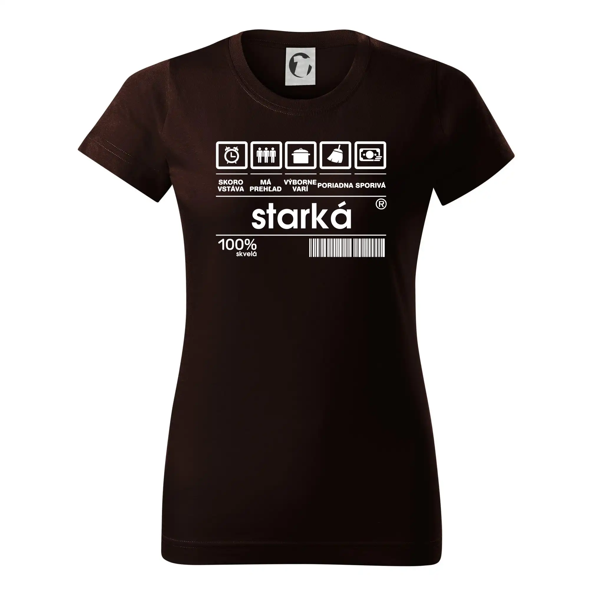 Čiarový kód - starká - Dámske tričko basic - ľahko voľnejšie a dlhšie