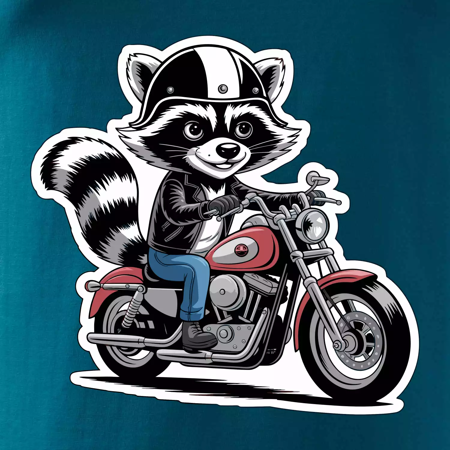 Mýval na motorce kreslený