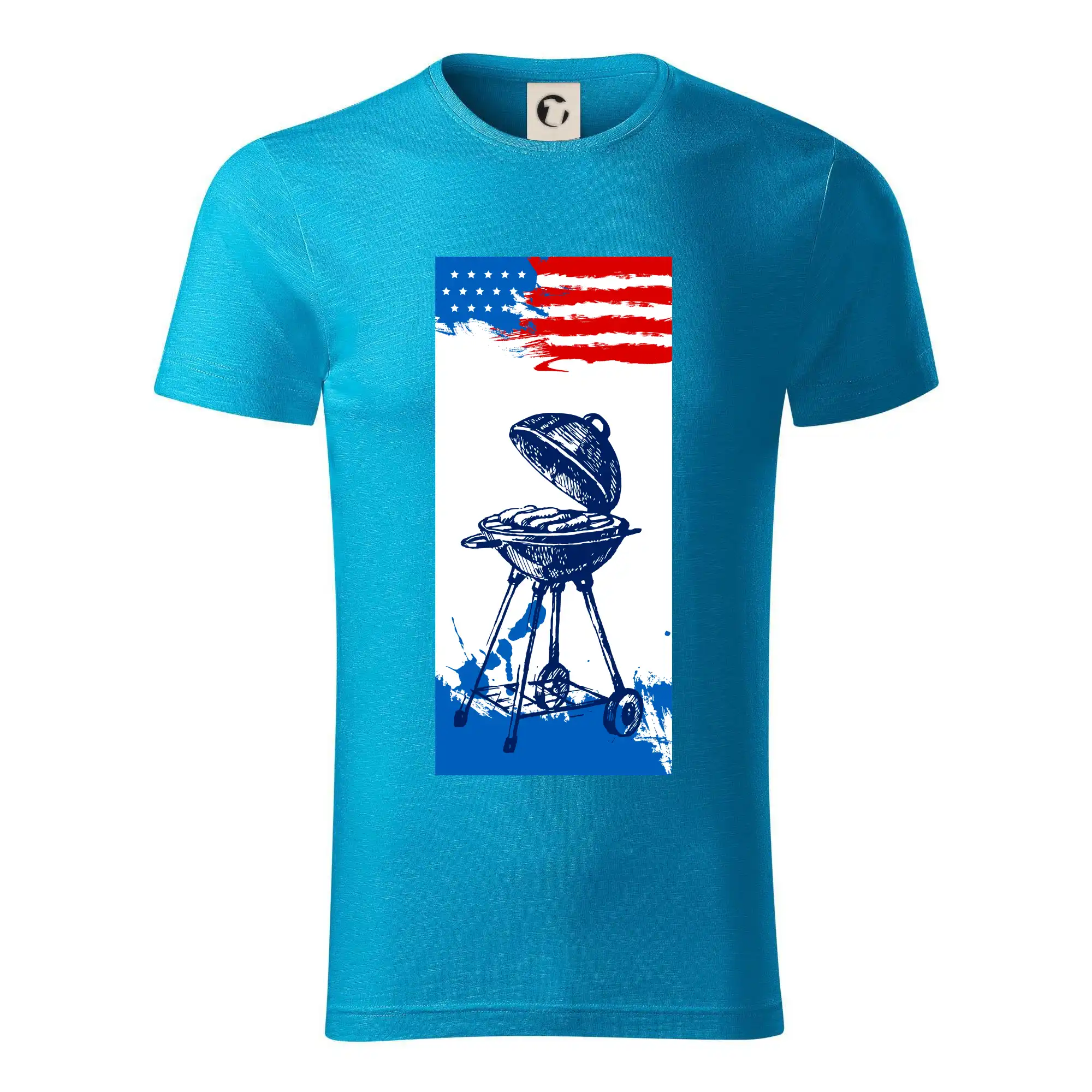 Tričká a zástery na grilovanie - USA BBQ draw grill - Tričko z organickej bavlny