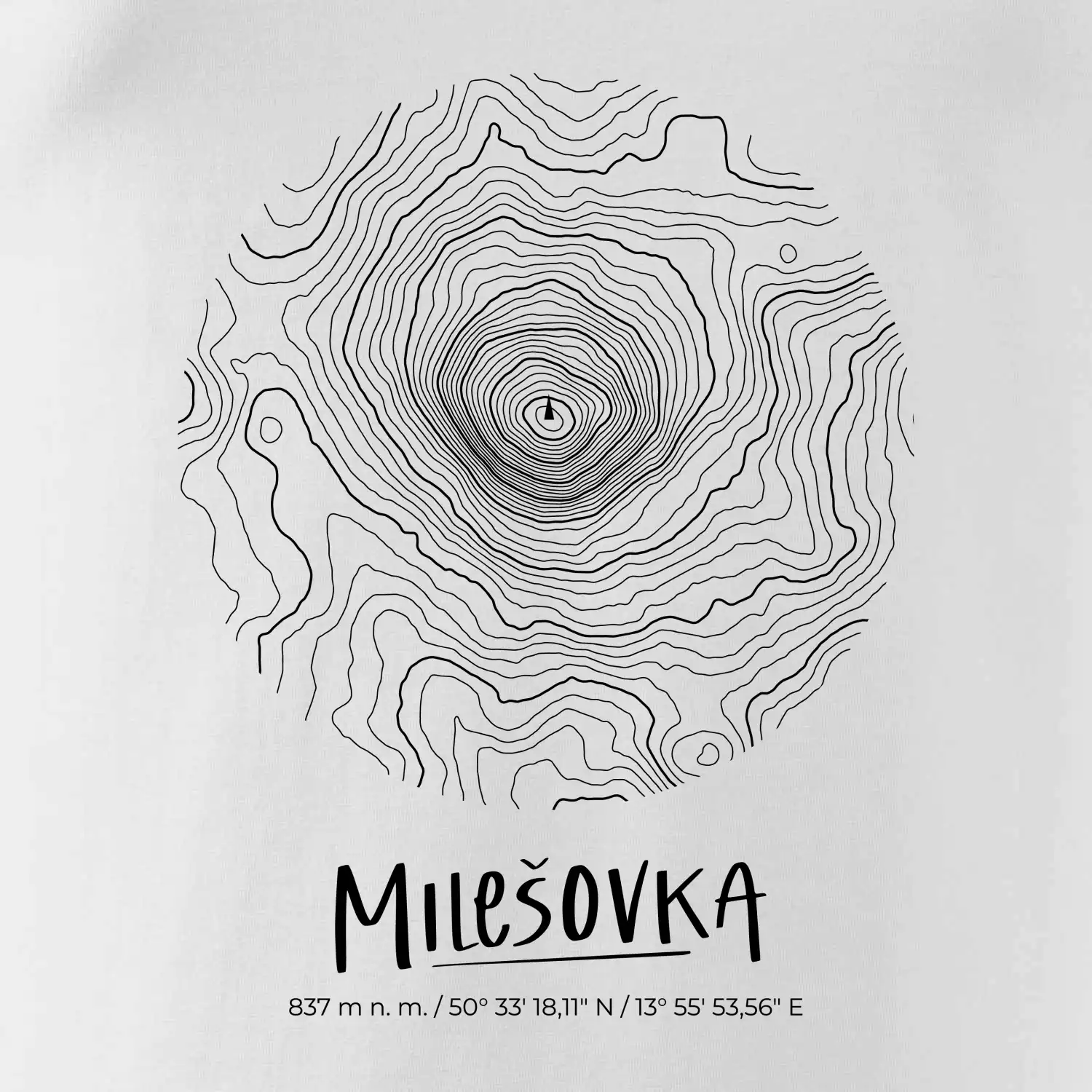 Milešovka - vrstevnice v kruhu