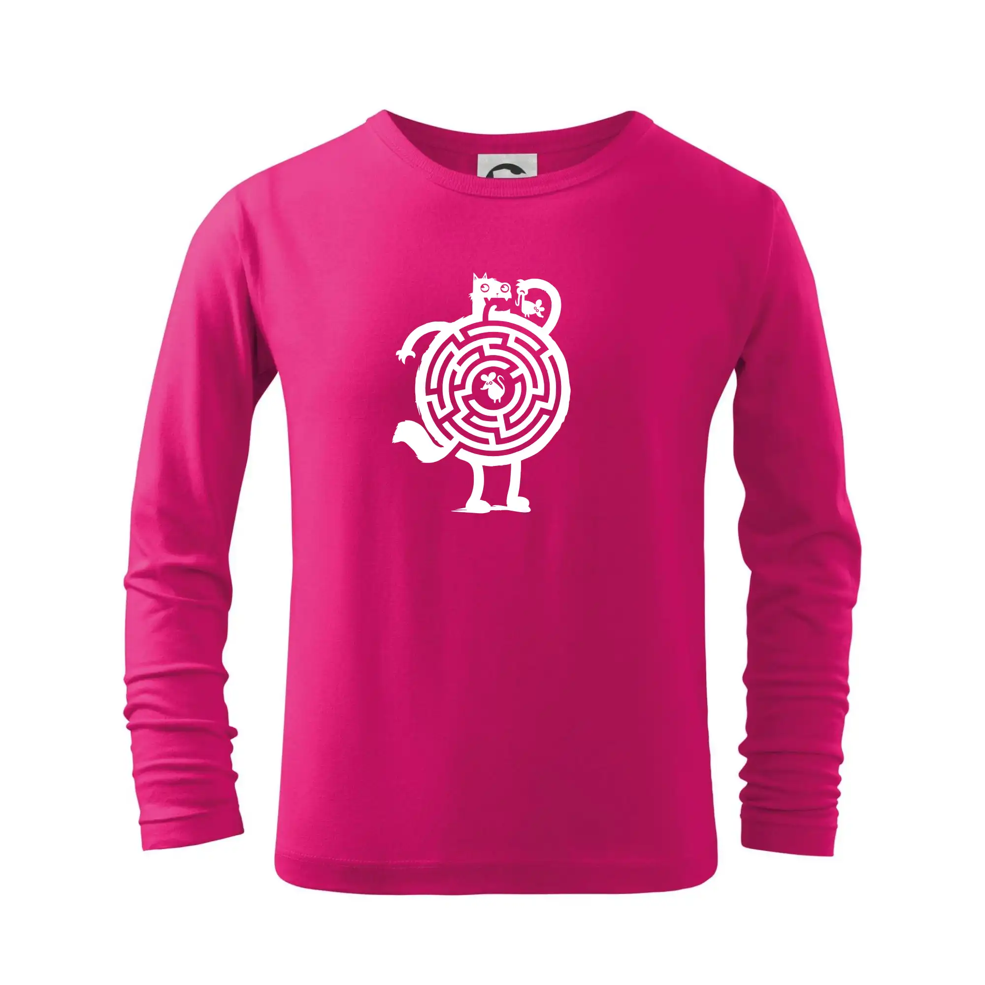 Grafické tričká - Mačka a myš bludisko - Tričko detské Long Sleeve