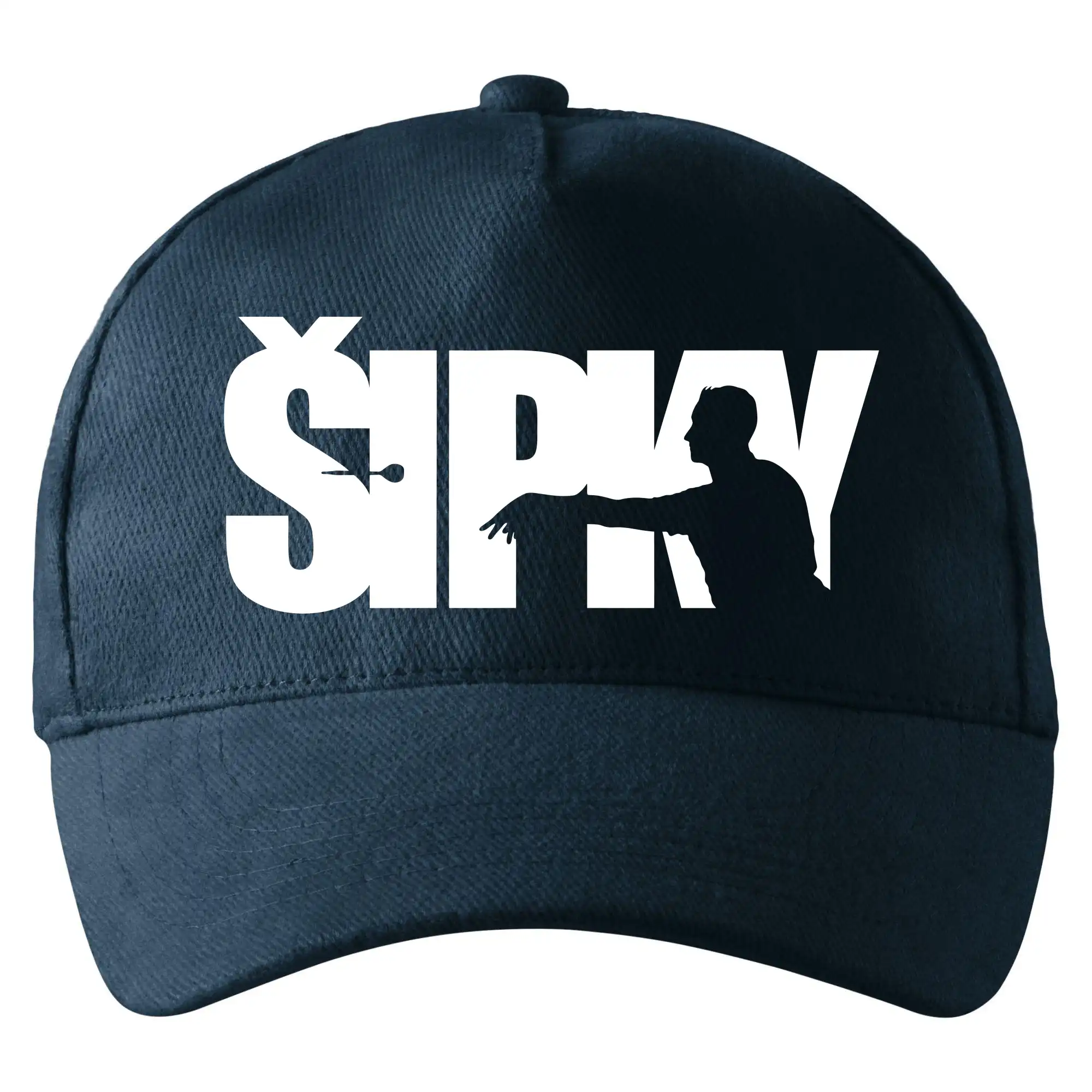 Šipky - nápis se šipkařem