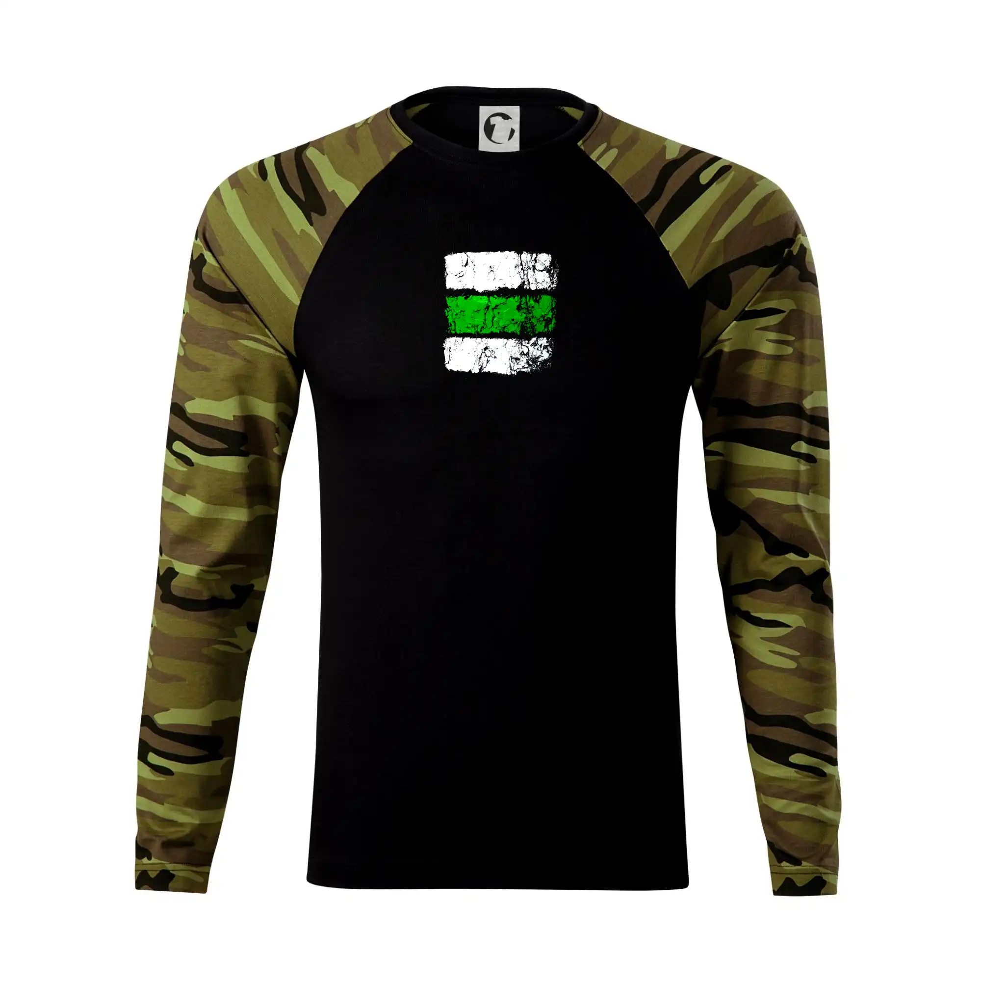 Trička pre cestovateľov - Turistická značka - zelená - Camouflage LS