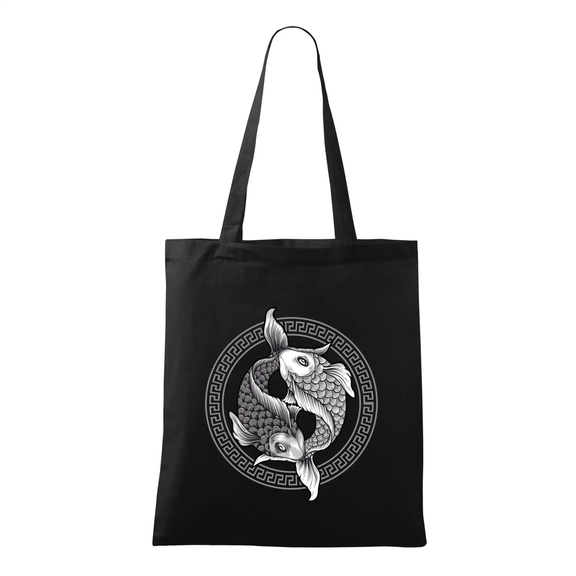 Tričká pre rybárov s potlačou - Yin & Yang ryby čiernobiele - Taška bavlnená