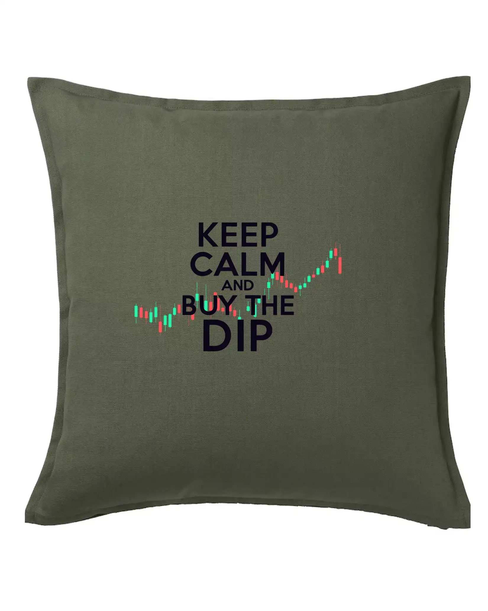 Zelenočervený graf Keep Calm and Buy the Dip - Vankúš 50x50