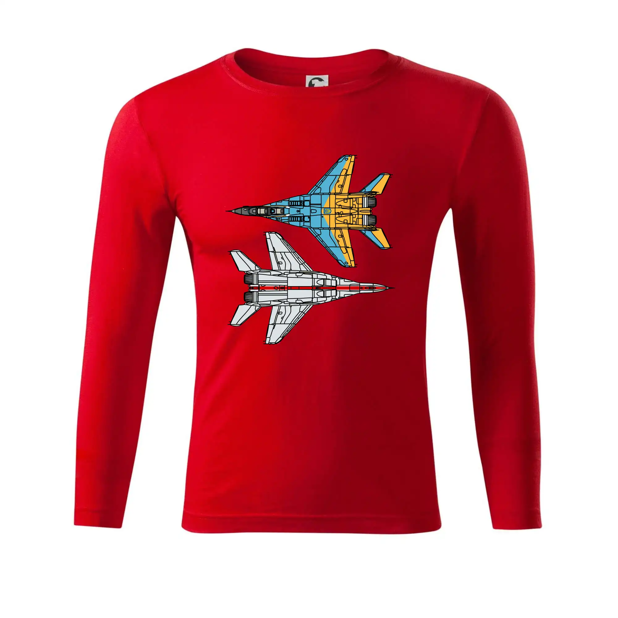 Tričká s vlajkou ukrajiny - Mig 29 Fulcrum zo spoda a zo shora - Tričko Progress s dlhým rukávom