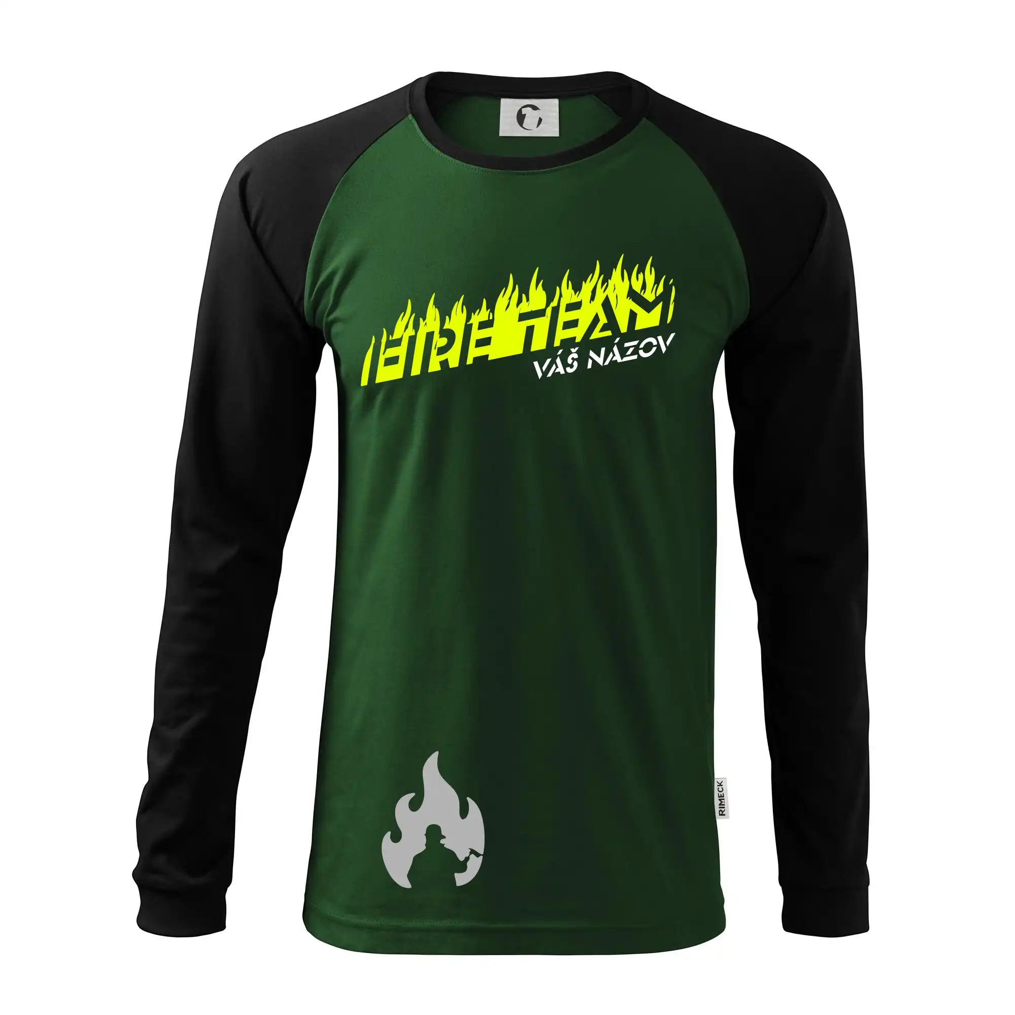 Originálne tričká pre hasičov - Fireteam - oheň - Váš názov - Pánske tričko s dlhým rukávom LS130