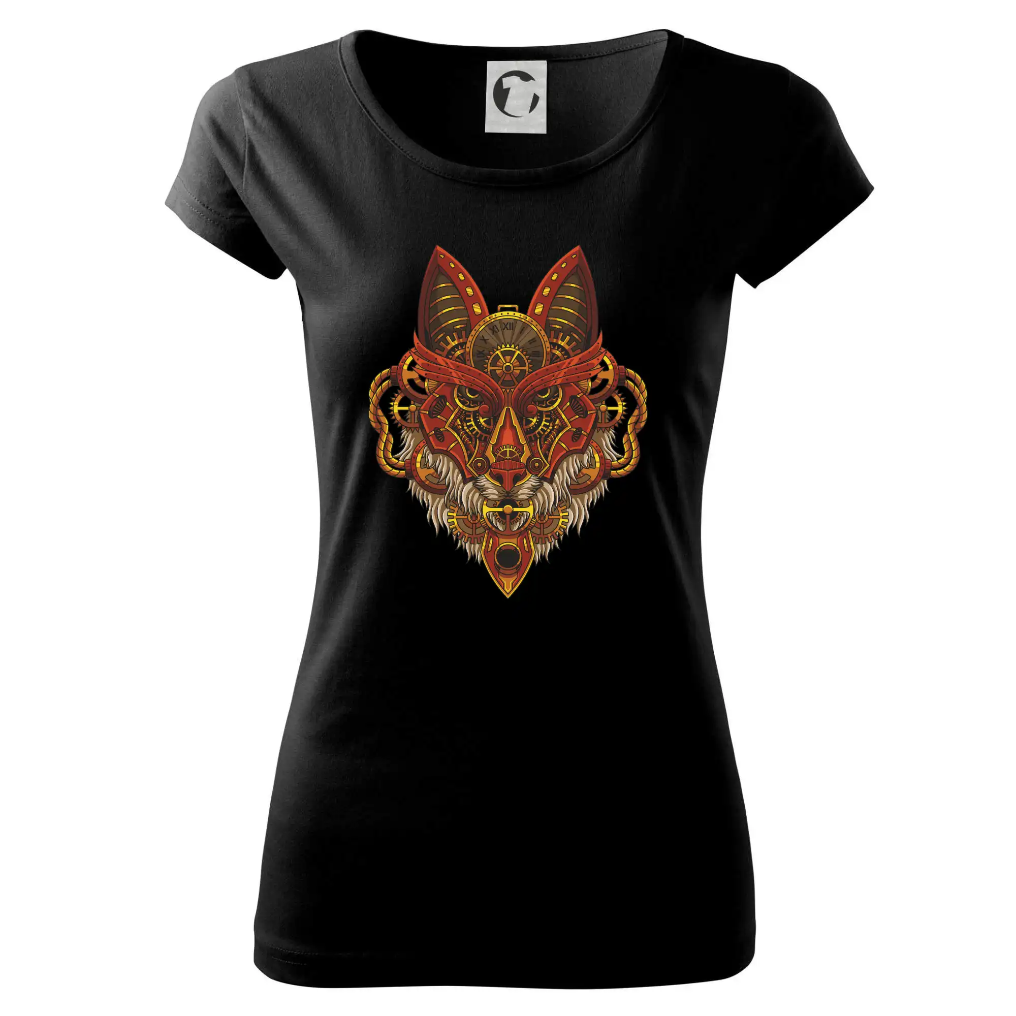 Tričká s potlačou steampunk - Steampunk vlk farebný - Dámske tričko Pure