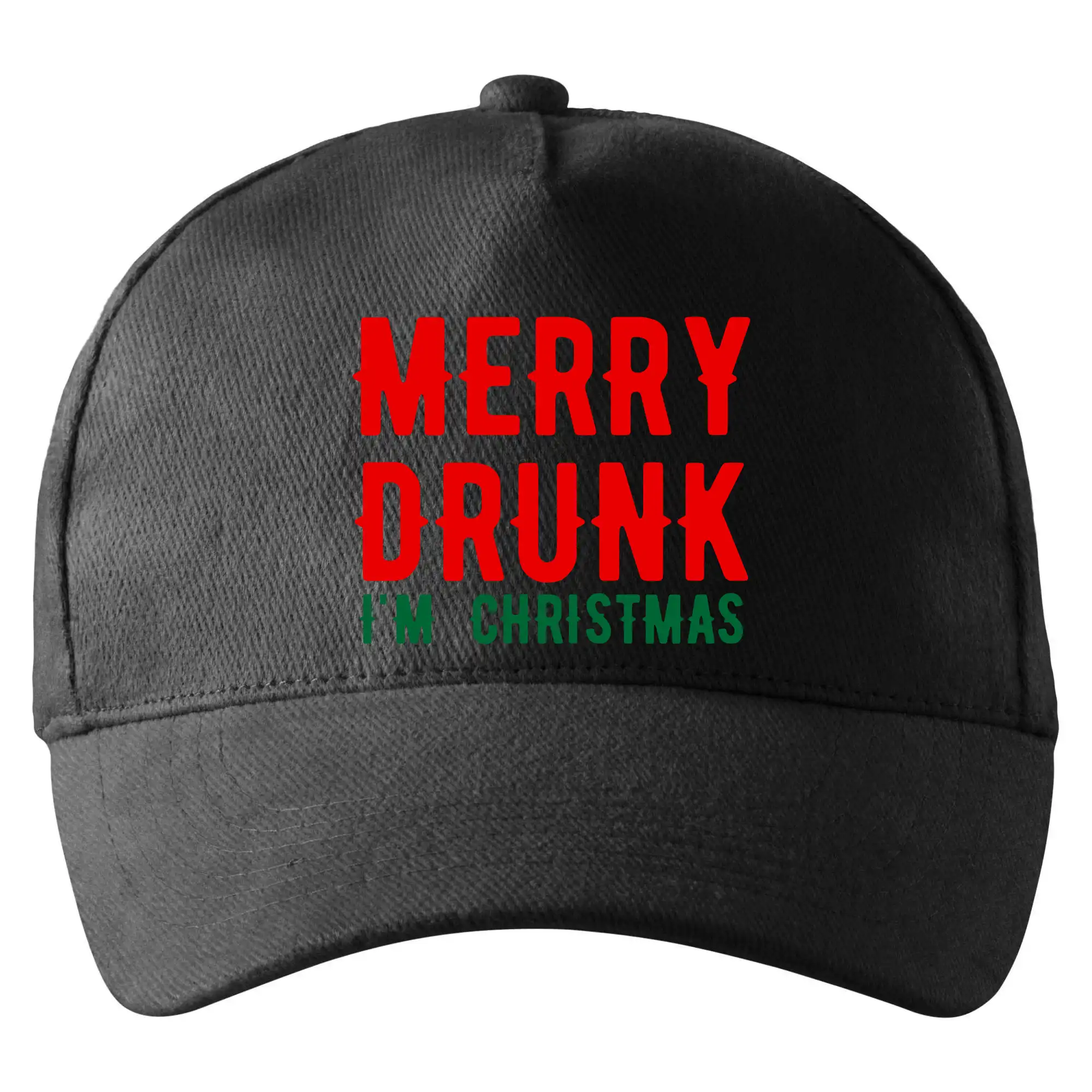 Vianočné tričká - Merry Drunk I'm Christmas - Šiltovka so zahnutým šiltom a mosaznou sponou
