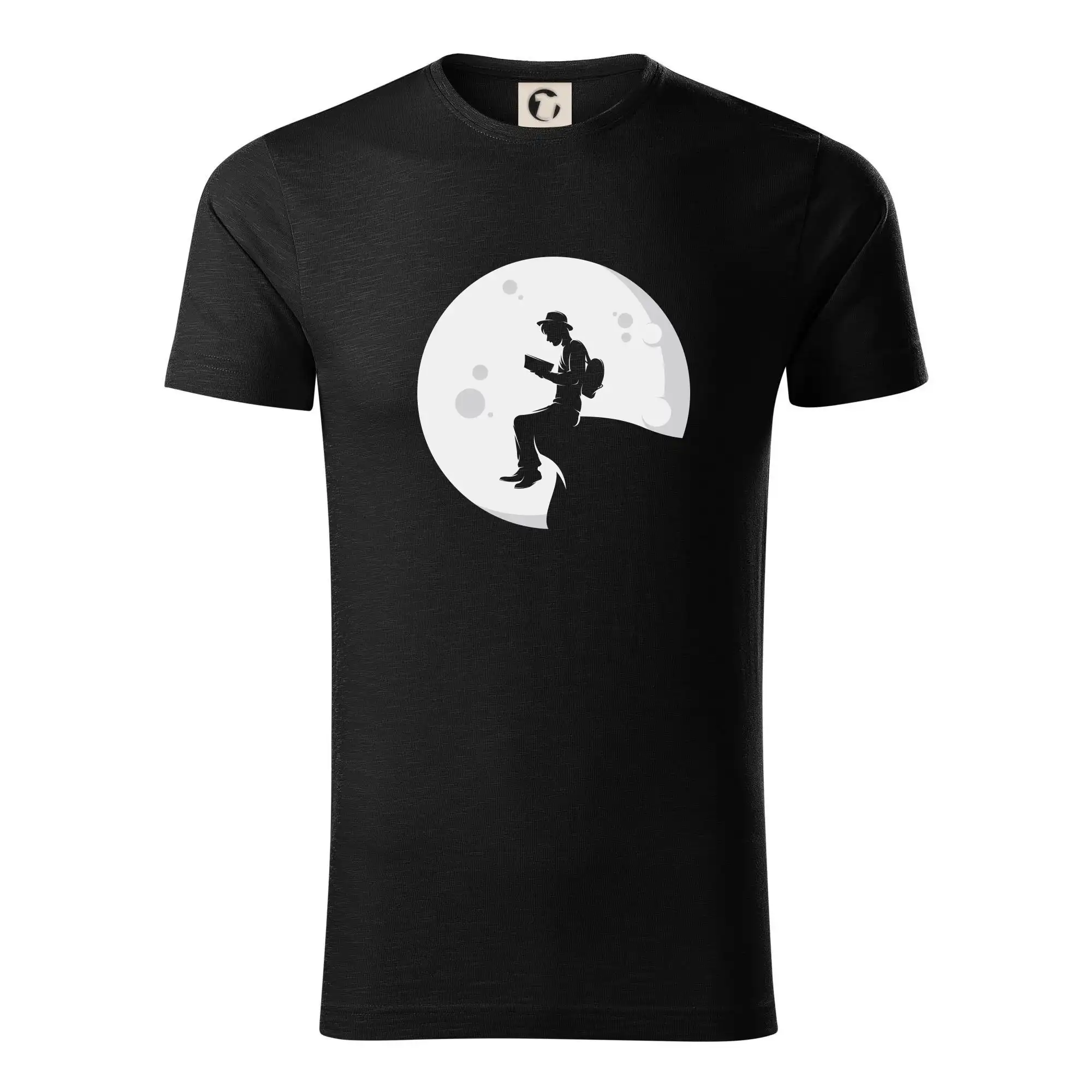 Tričká s motívom kníh pre milovníkov čítania a vône papiera - Knihomoľ a mesiac - Tričko z organickej bavlny