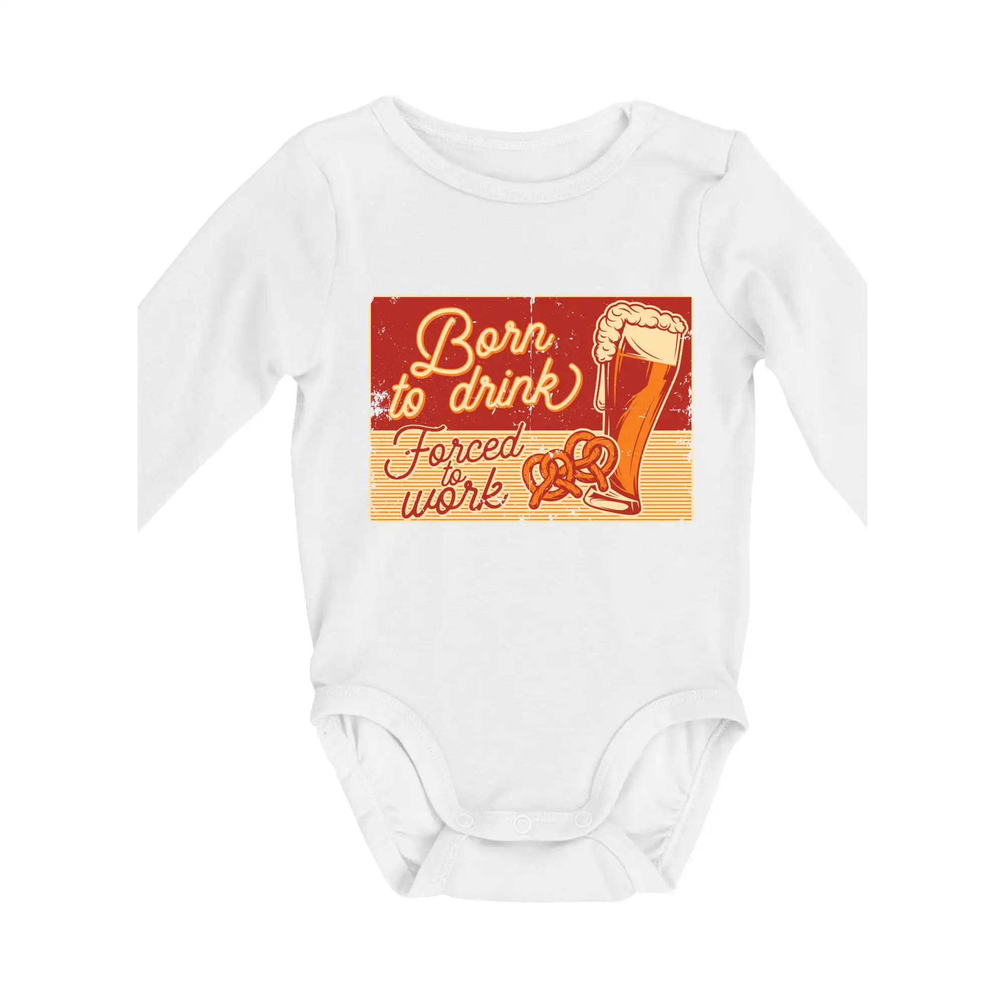 Vtipná tričká pre pivárov - Born to drink beer - Body dojčenské s dlhým rukávom