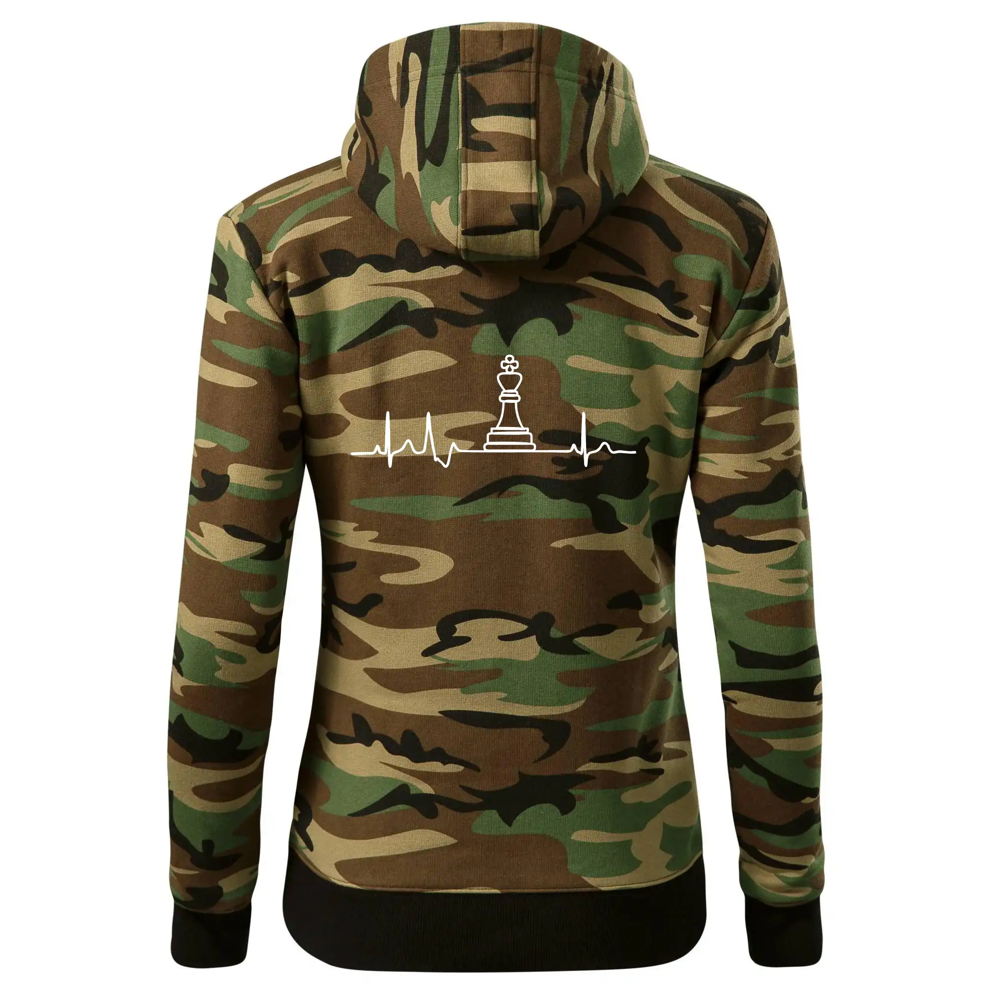 Tričká a mikiny so spoločenskými hrami  - EKG Šachové figúrky - Kráľ - Mikina dámska trendy zipper s kapucňou