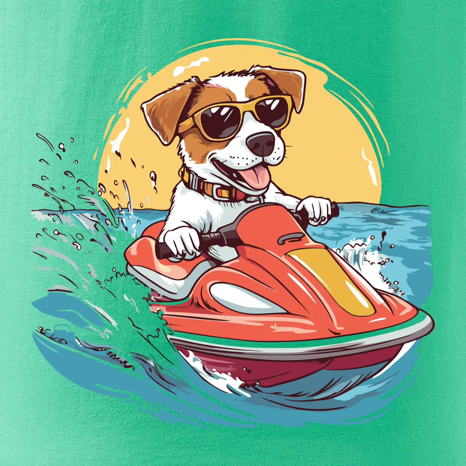 Jack russell teriér na vodním skútru