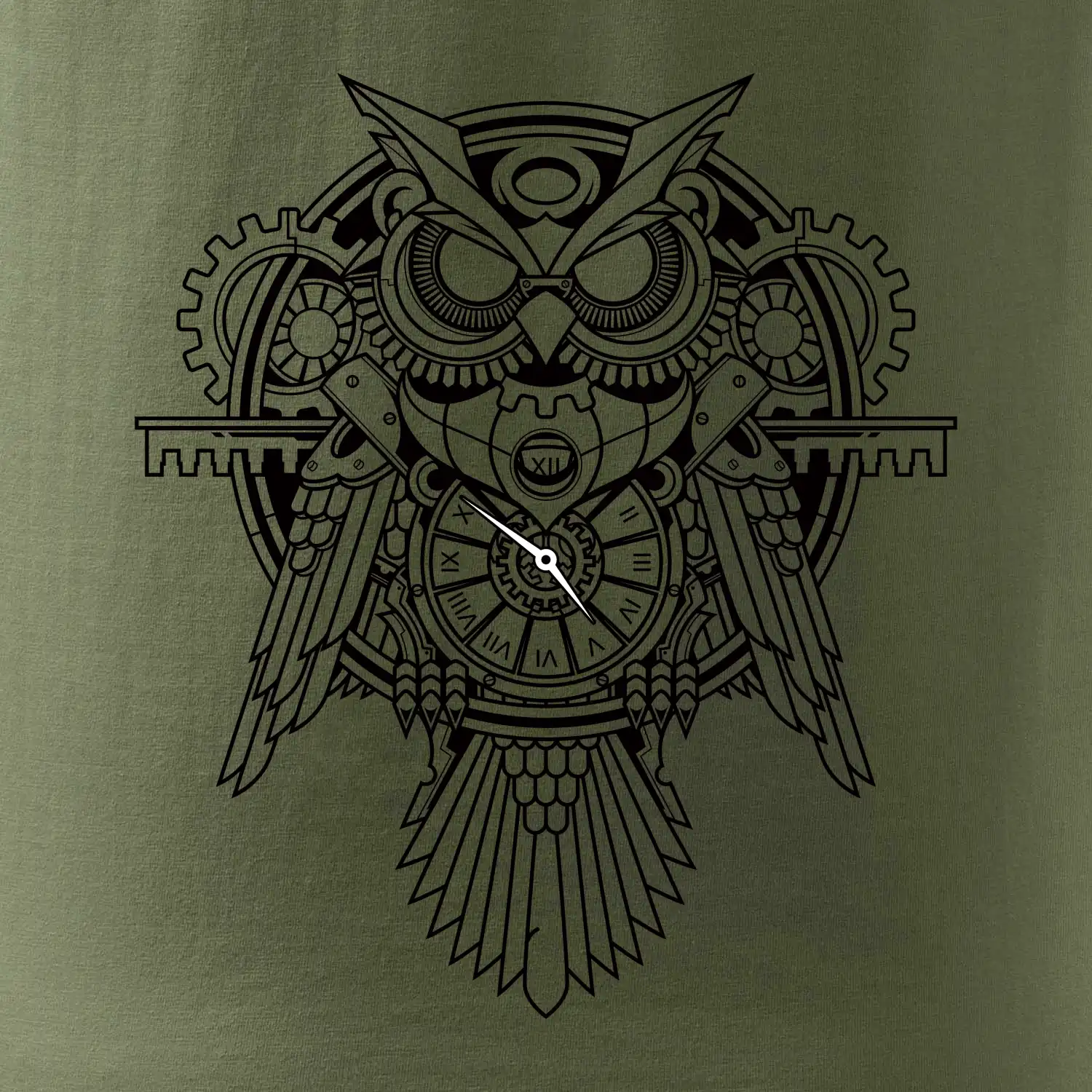 Steampunk sova černobílá