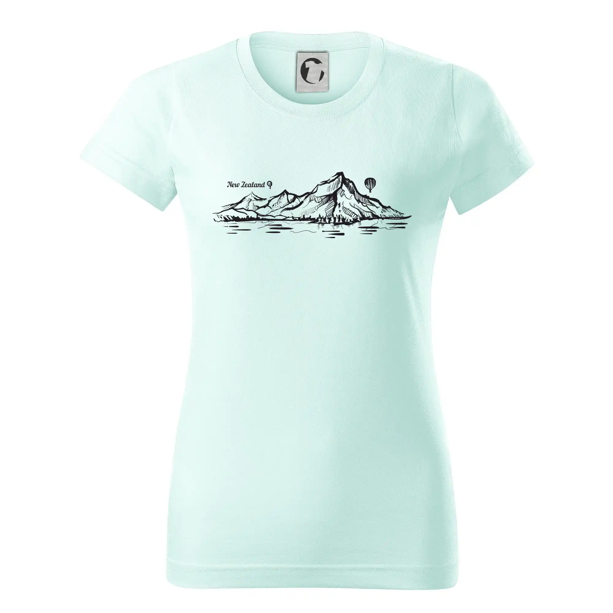 Nový Zéland nápis a hory Aoraki -  Mount Cook