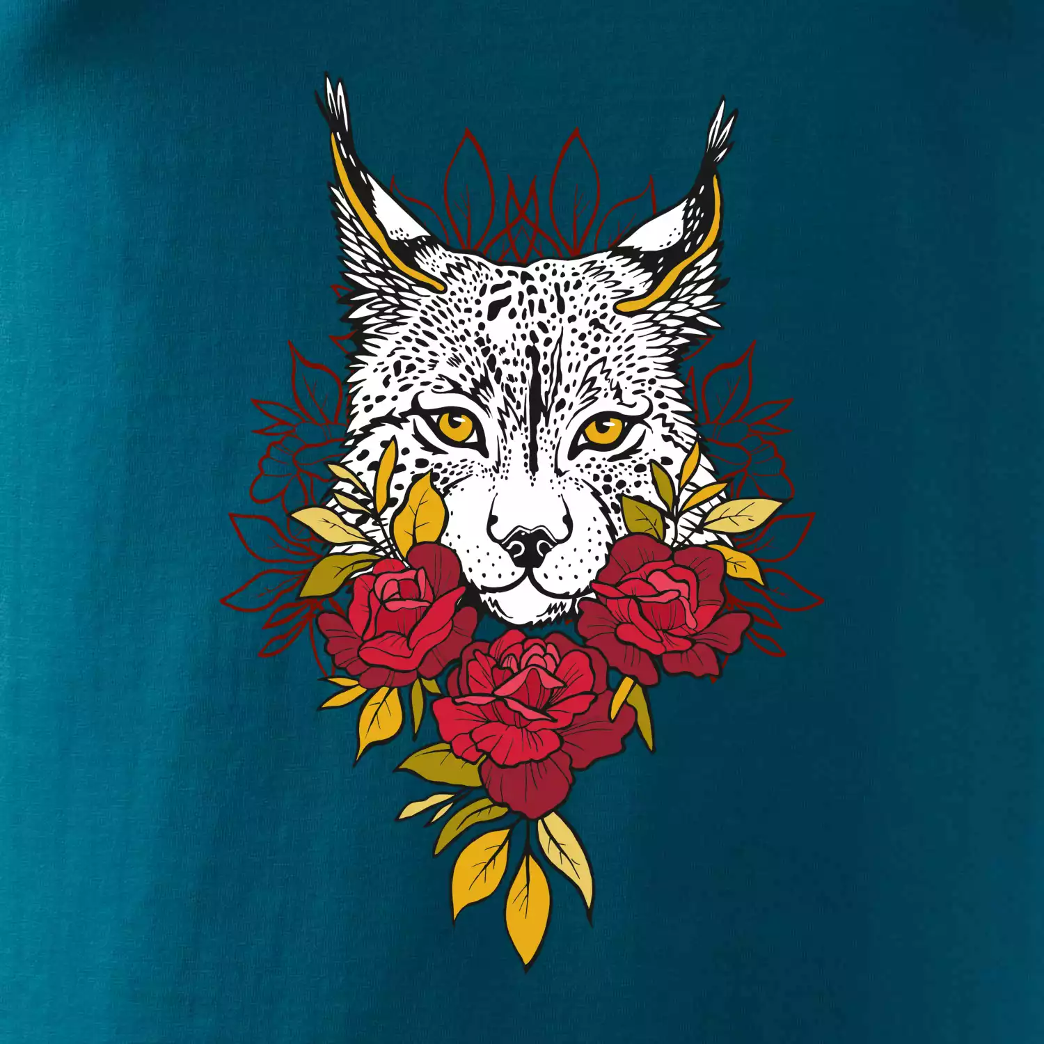 Rys s červenými ružami (Pecka design)