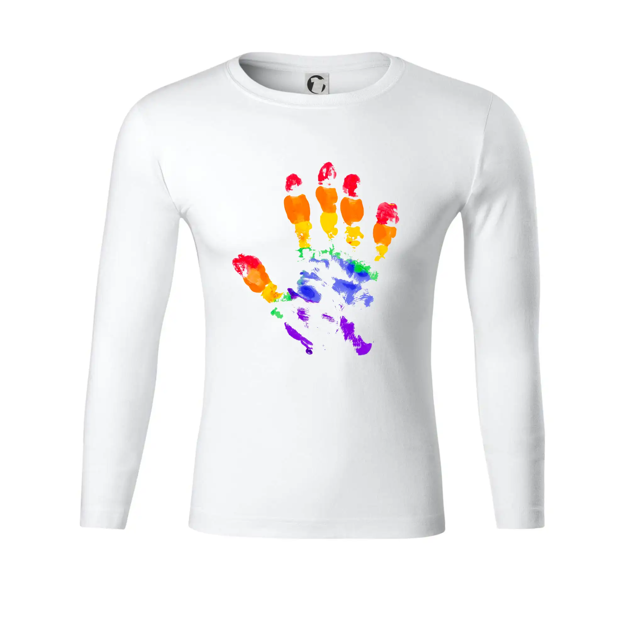 Tričká pre LGBT a Queer komunitu - LGBT hand print - Tričko Progress s dlhým rukávom