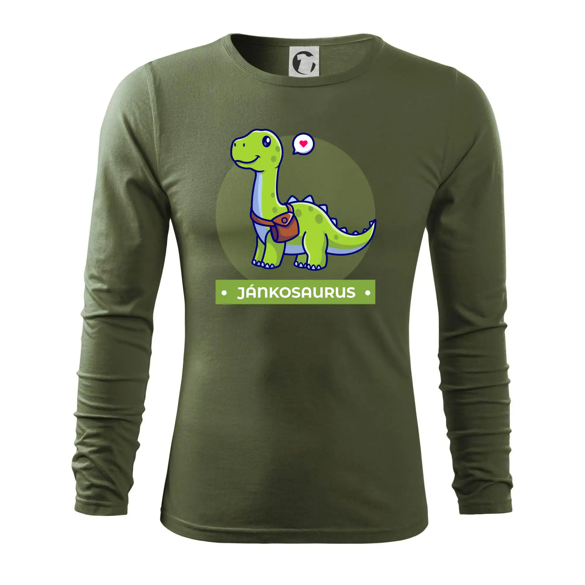 Detské tričká, mikiny a body s originálnymi potlačami | Veselé motívy pre chlapcov aj dievčatá - Dinosaurie mená - zelený dinosaurus - Tričko s dlhým rukávom FIT-T long sleeve