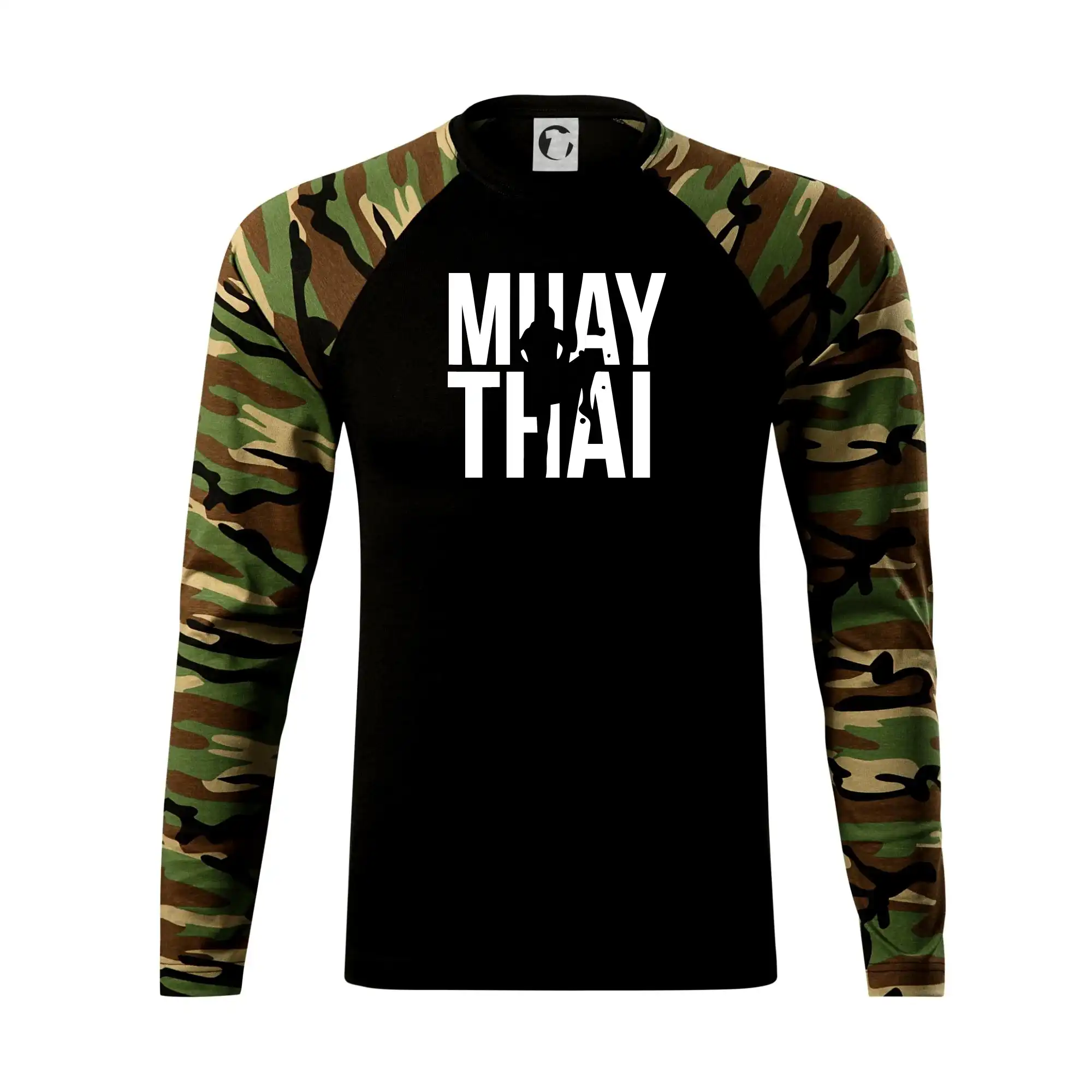 Tričká na box - Nápis Muay Thai - Camouflage LS